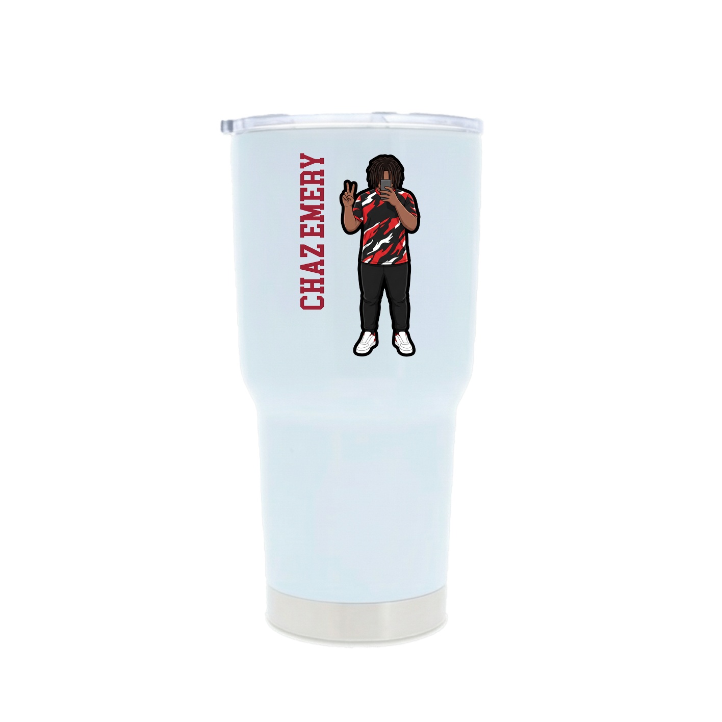 30oz Stainless Steel Tumbler — Name Vertical in White