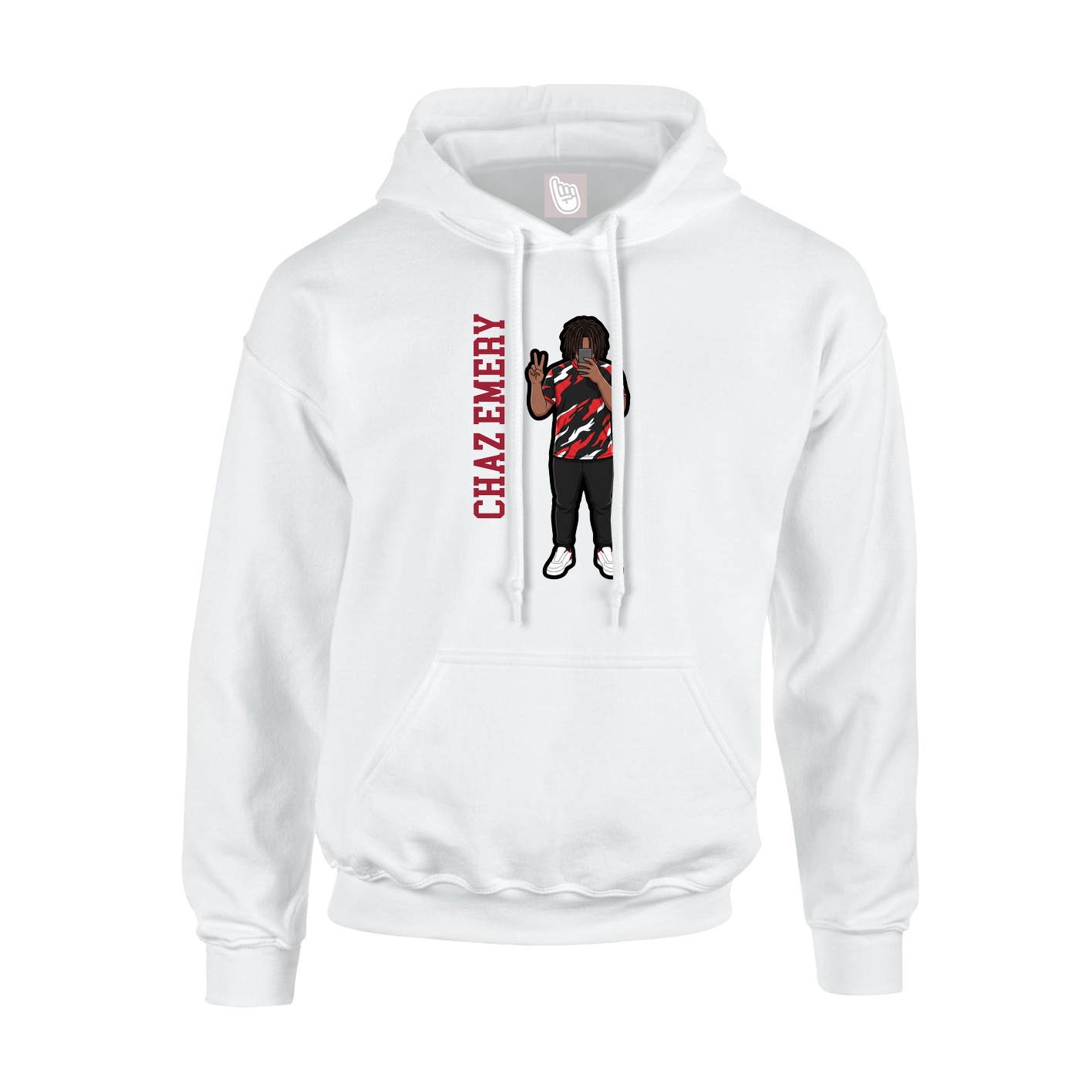 Youth Hoodie — Name Vertical in White