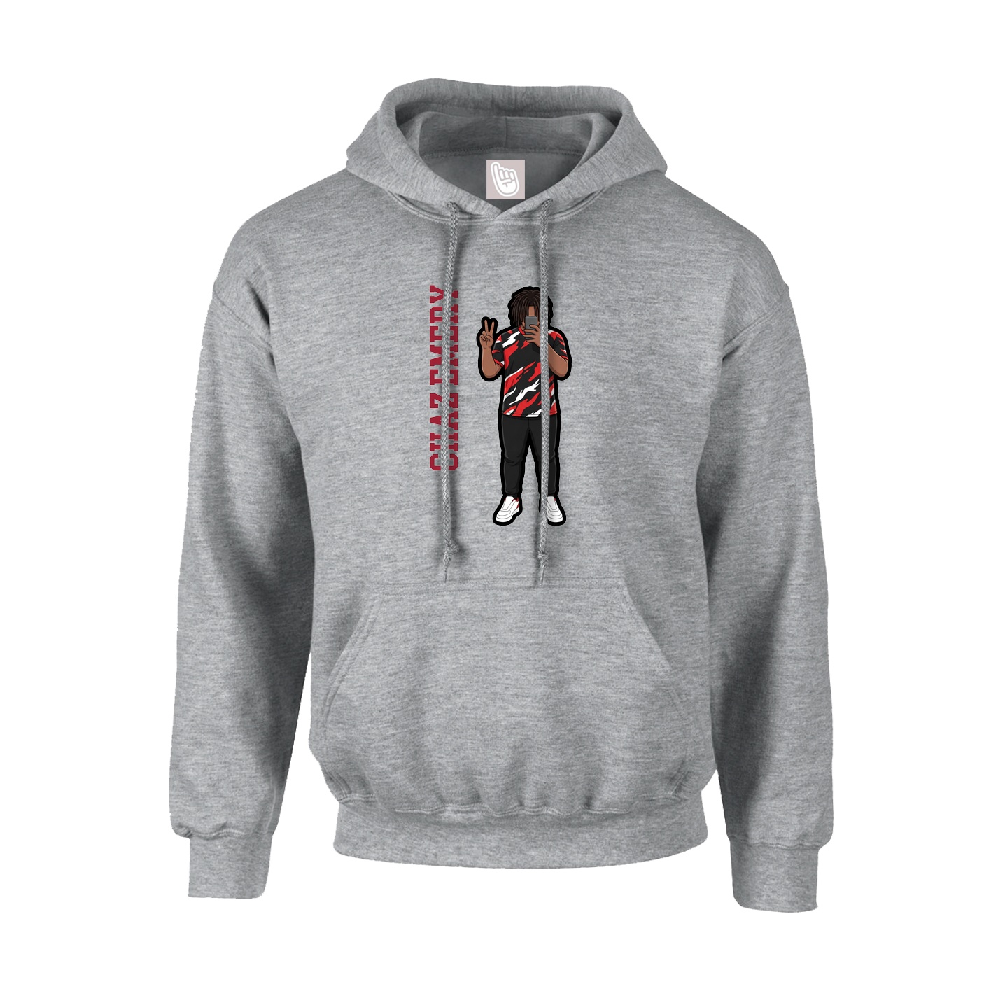 Youth Hoodie — Name Vertical in Grey