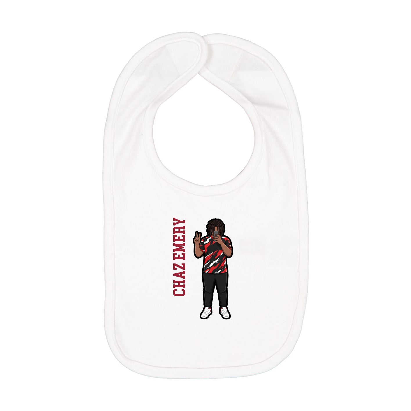Infant Bib — Name Vertical in White
