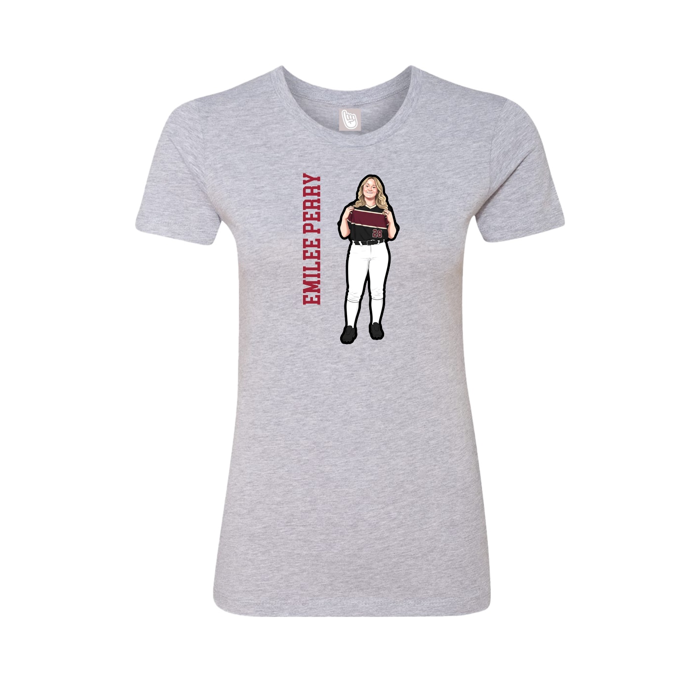 Womens Tee — Name Vertical in Grey