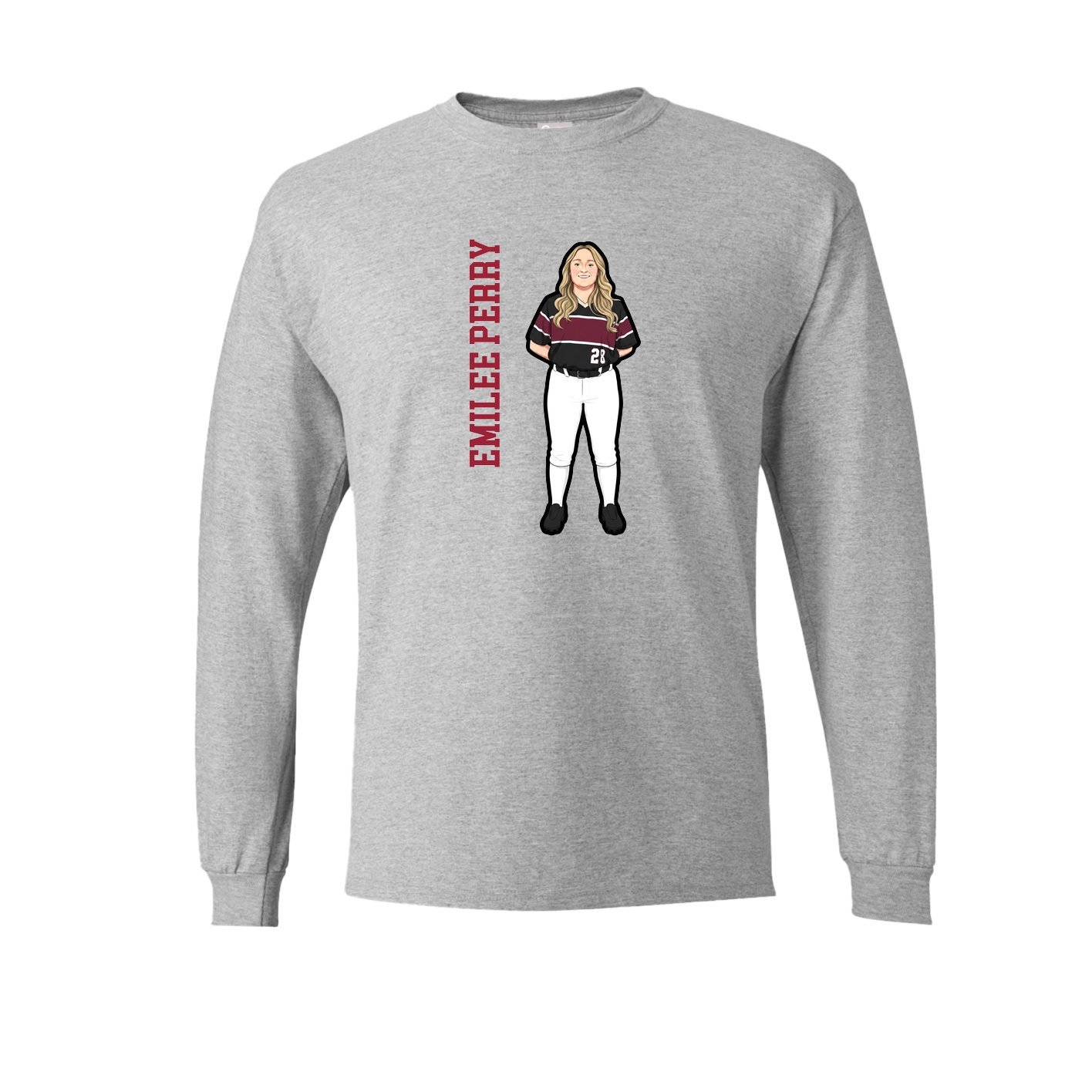 Long Sleeve Tee — Name Vertical in Grey