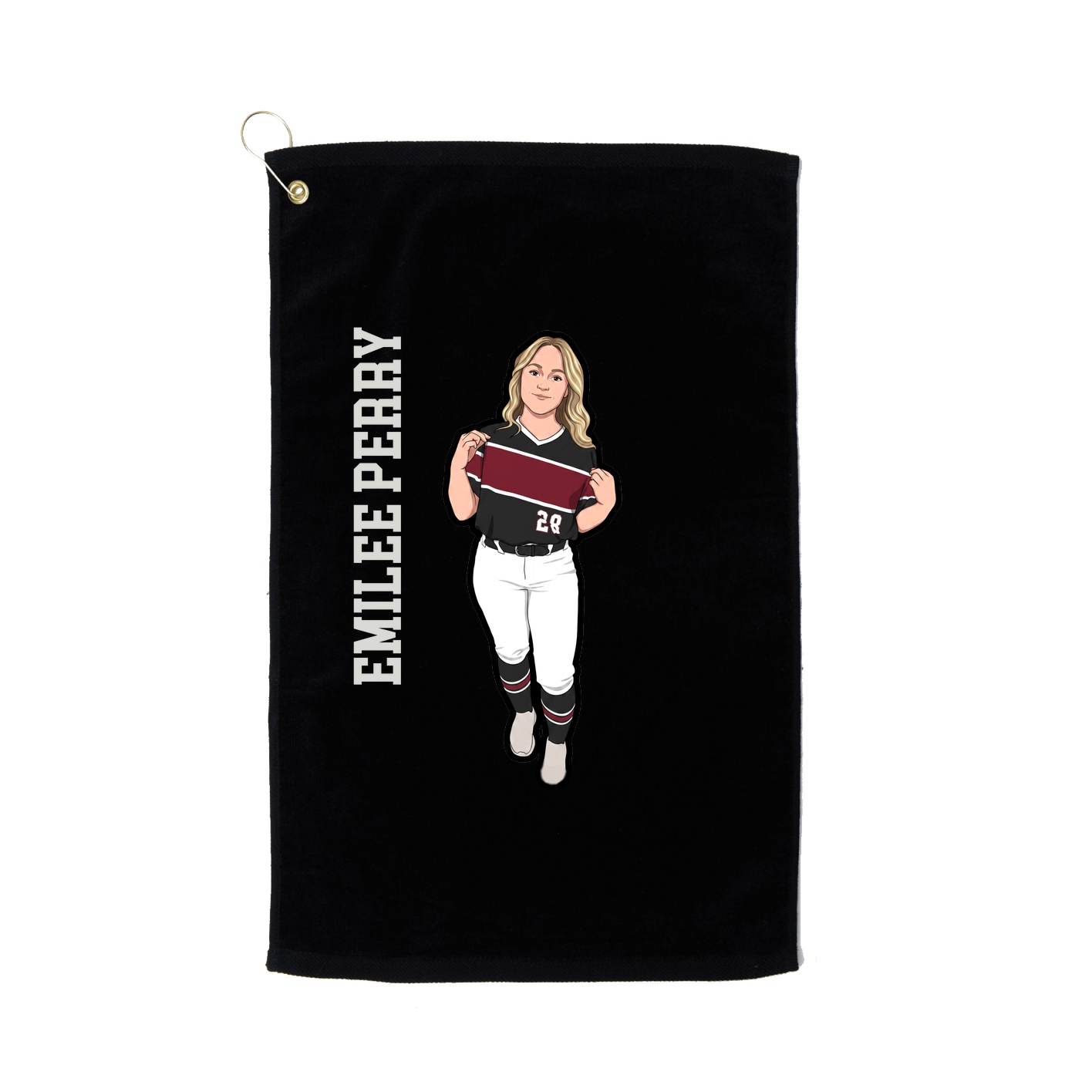 Golf Towel — Name Vertical in Black
