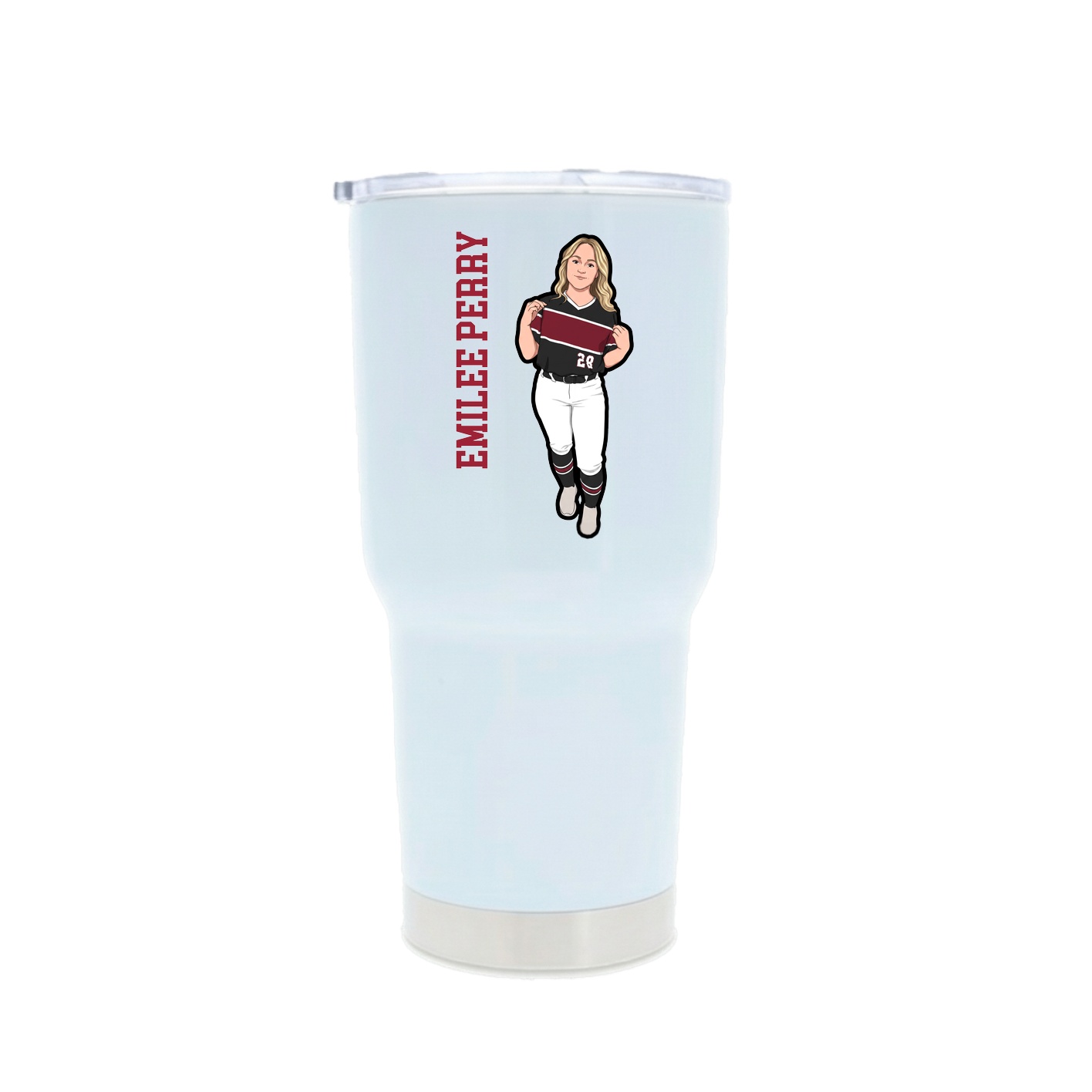 30oz Stainless Steel Tumbler — Name Vertical in White