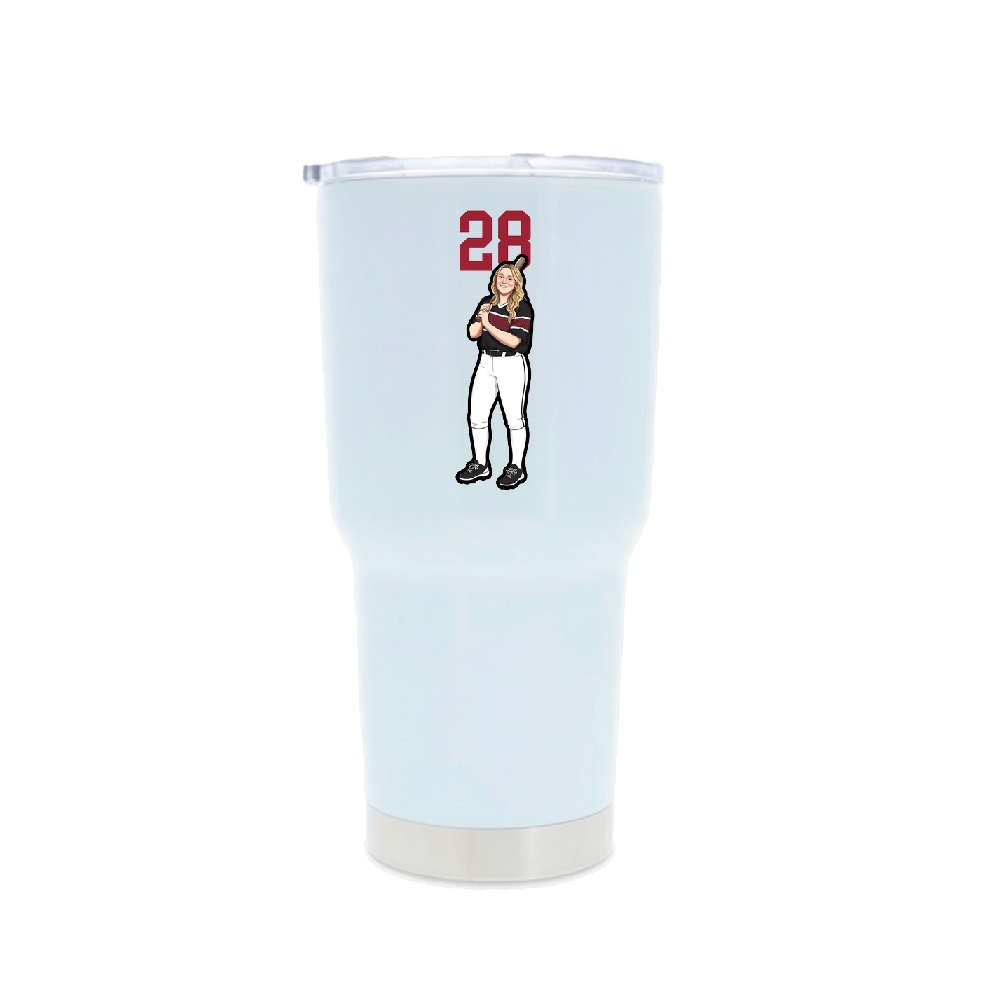 30oz Stainless Steel Tumbler — Number Top in White