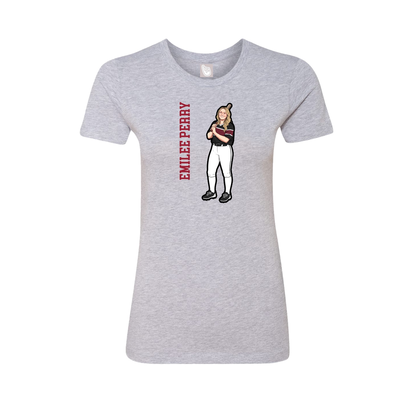 Fitted Women's Tee — Name Vertical in Grey