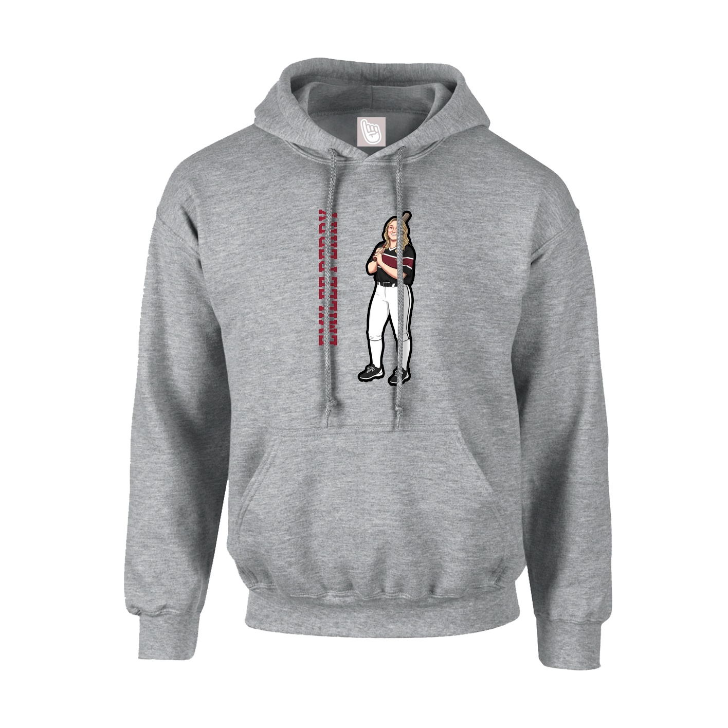Youth Hoodie — Name Vertical in Grey
