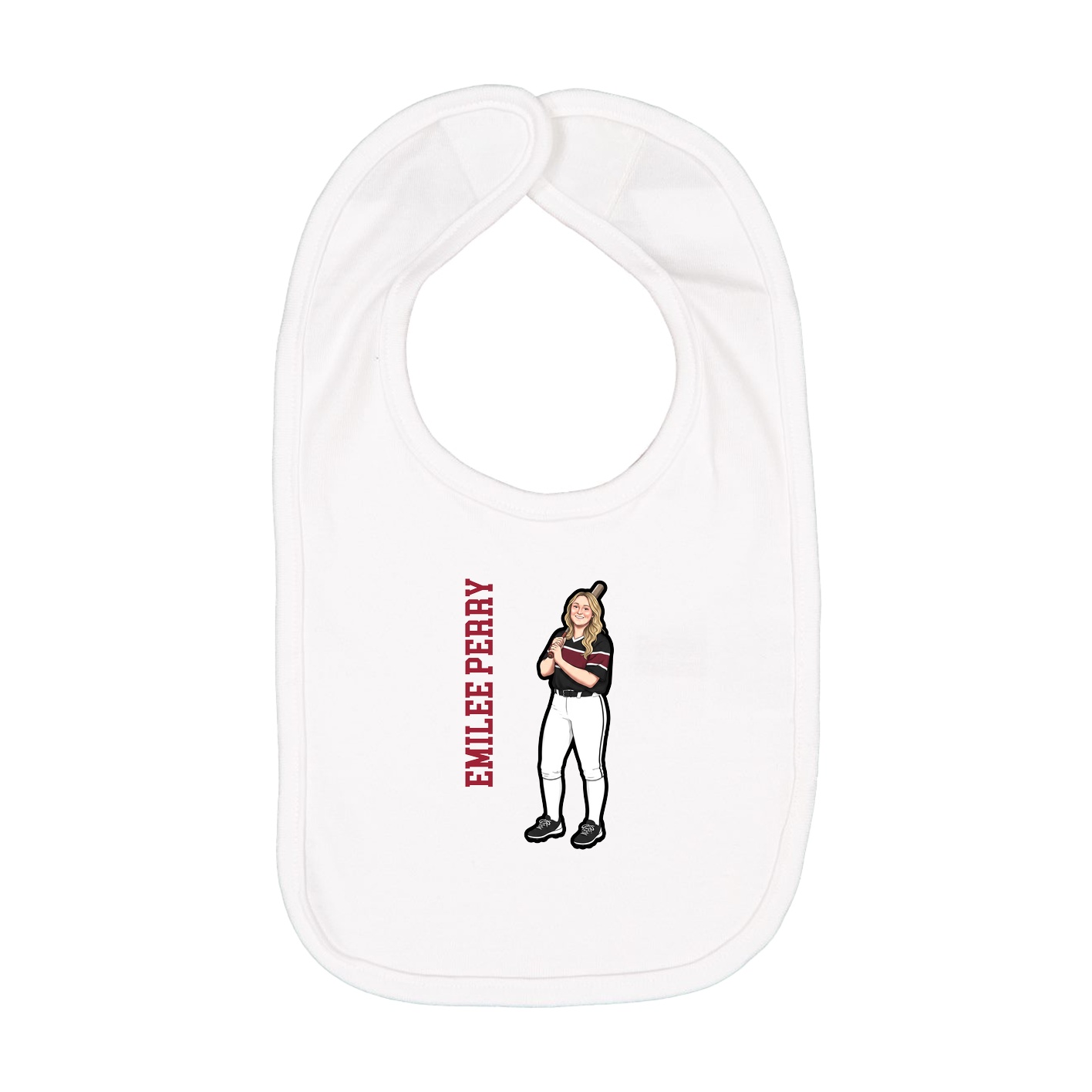 Infant Bib — Name Vertical in White