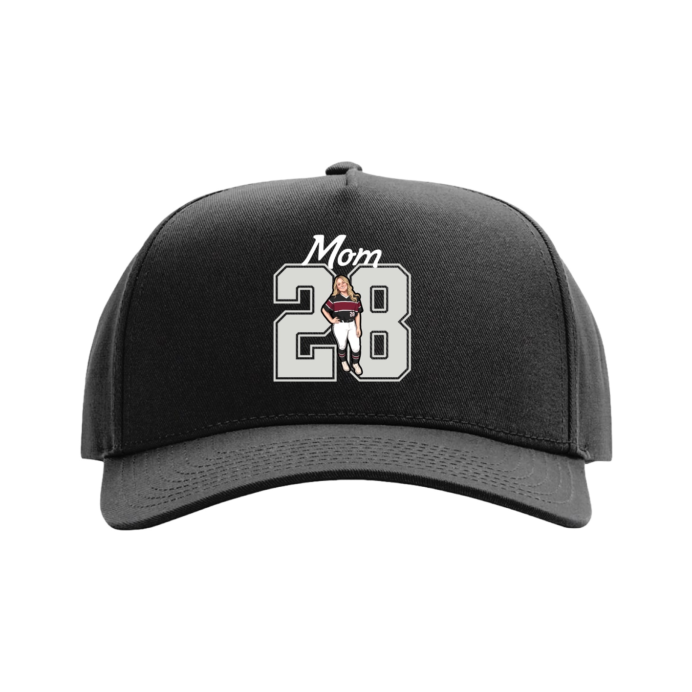 Full Fabric Five-Panel Champ Cap — Mothers Day Shirsey in Black