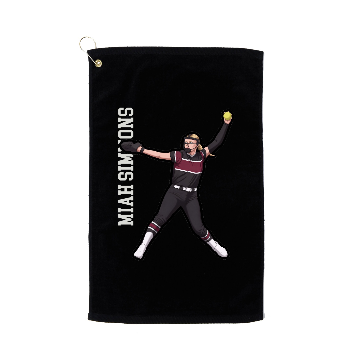 Golf Towel — Name Vertical in Black