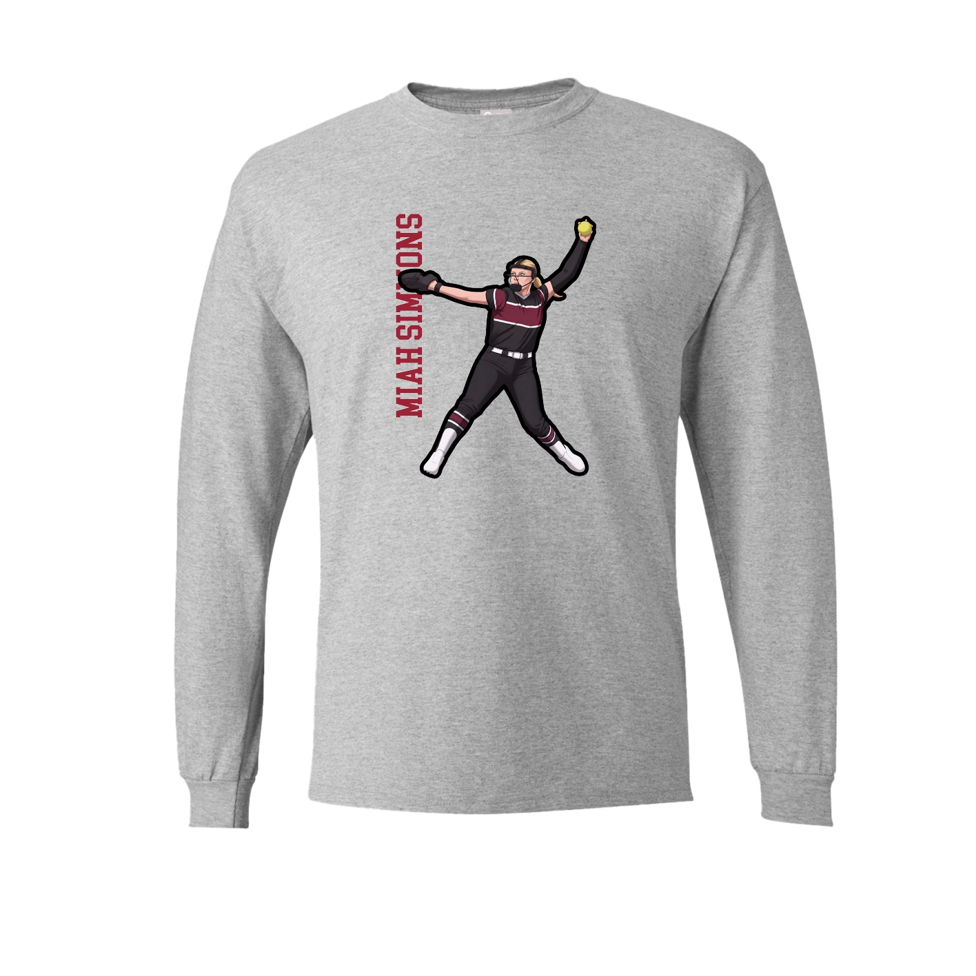 Long Sleeve Tee — Name Vertical in Grey