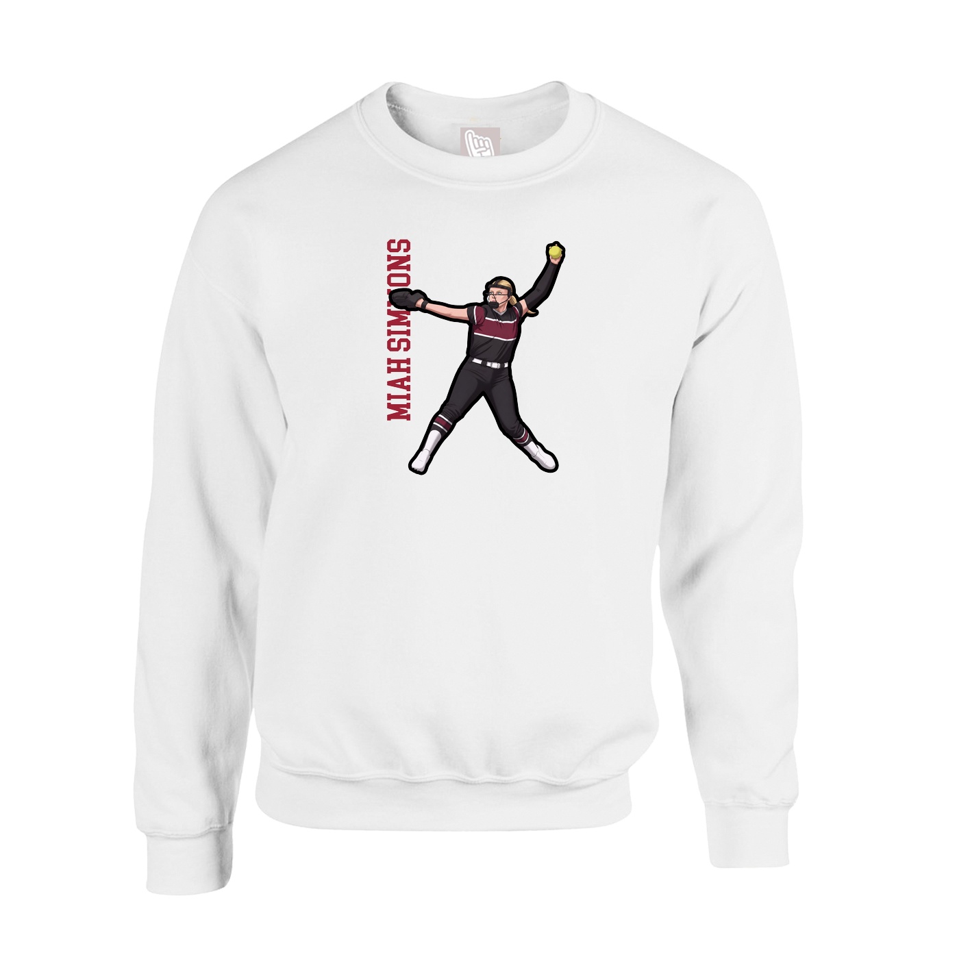 Fleece Crew — Name Vertical in White