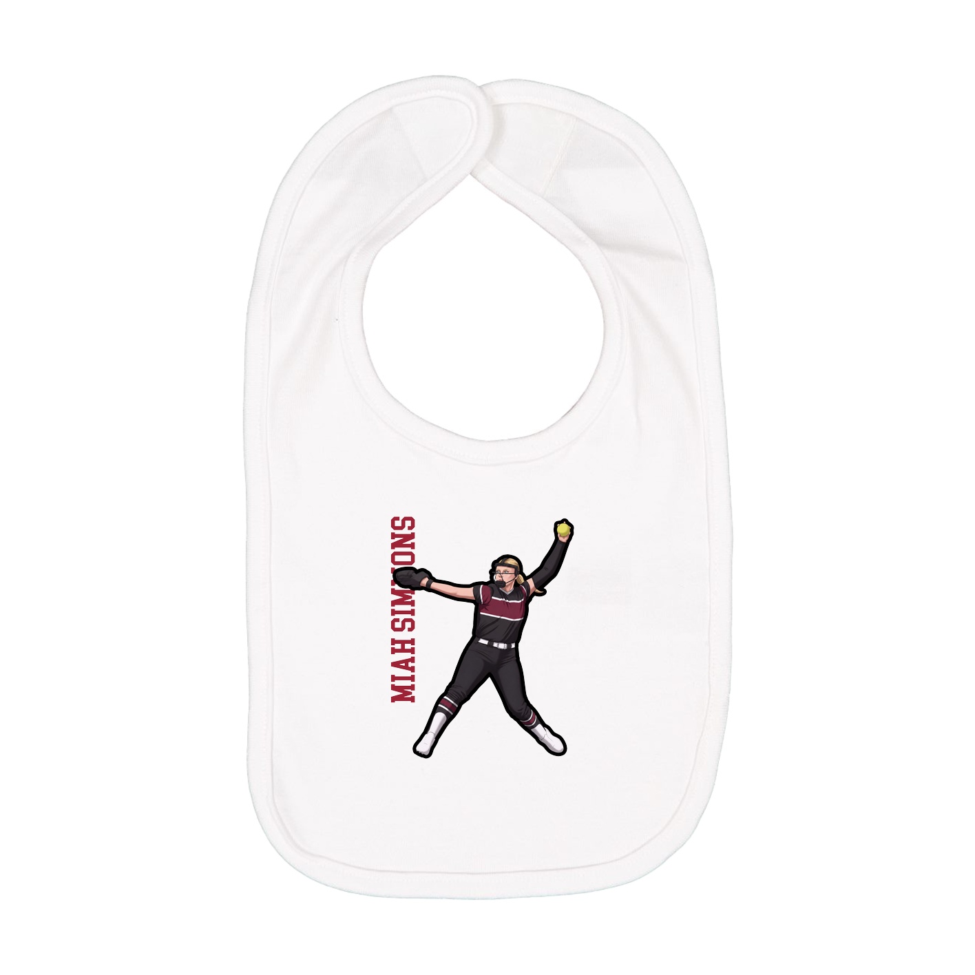 Infant Bib — Name Vertical in White
