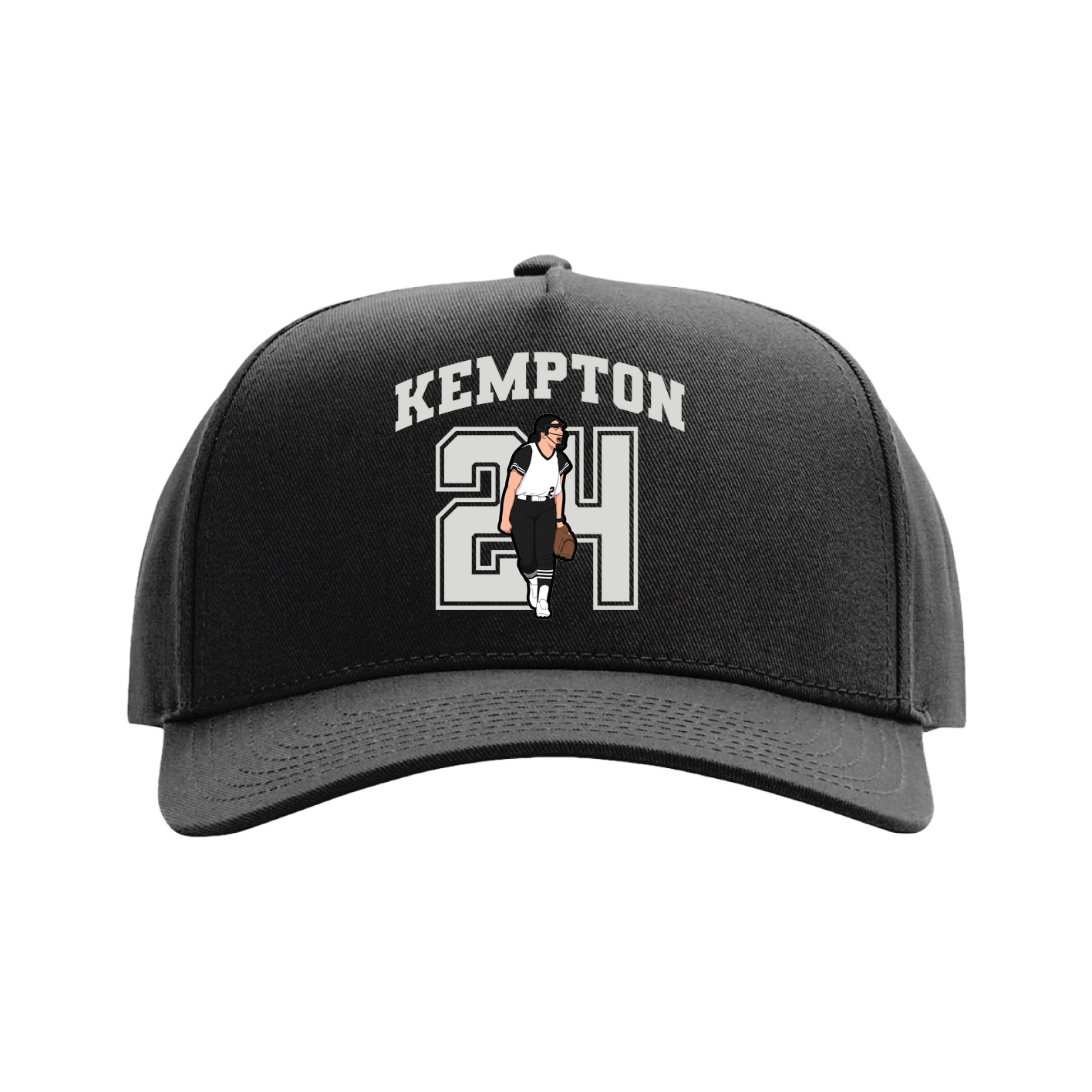 Full Fabric Five-Panel Champ Cap — Number in Black