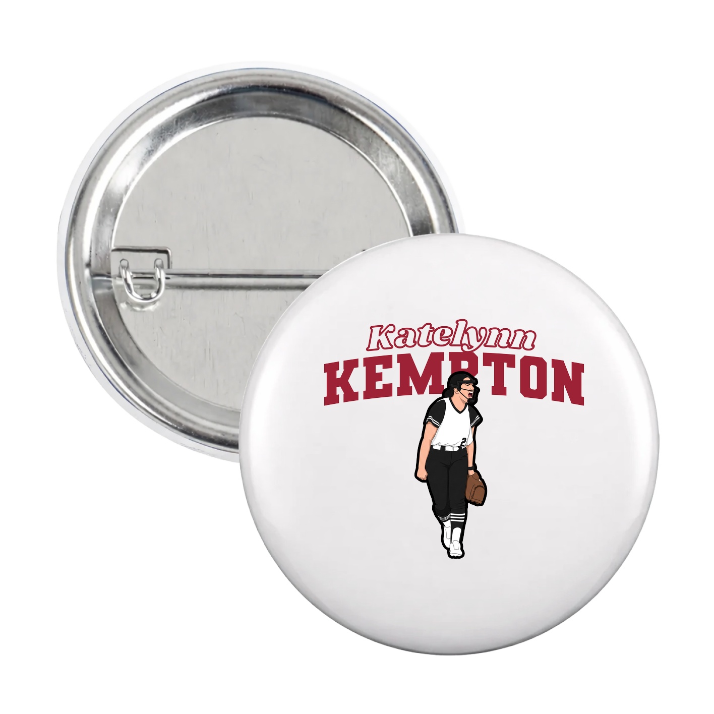 Game Day Button — Name Arch in White