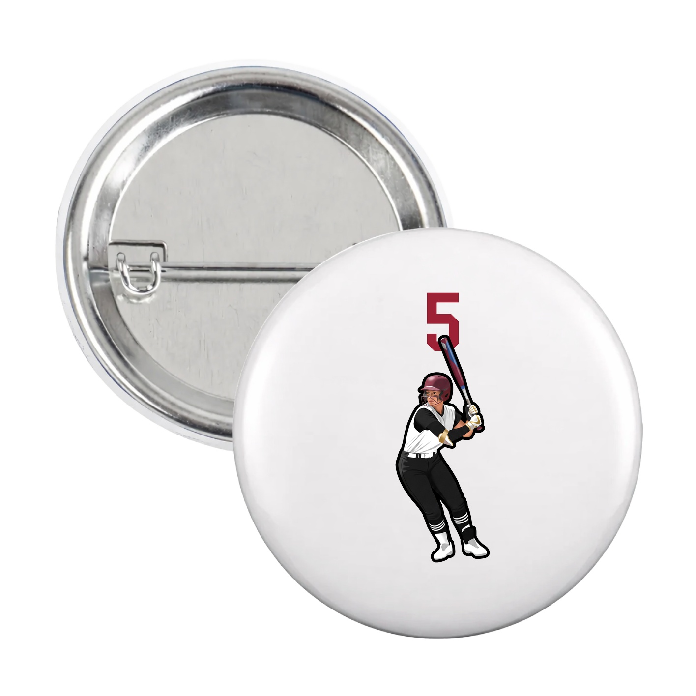 Game Day Button — Number Top in White