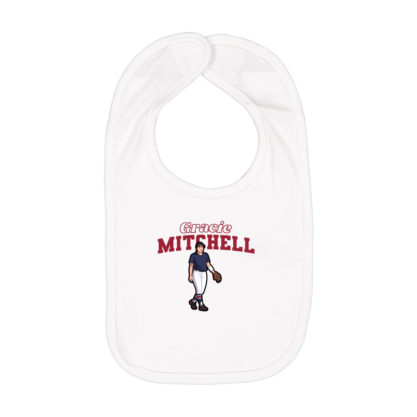 Infant Bib — Name Arch in White