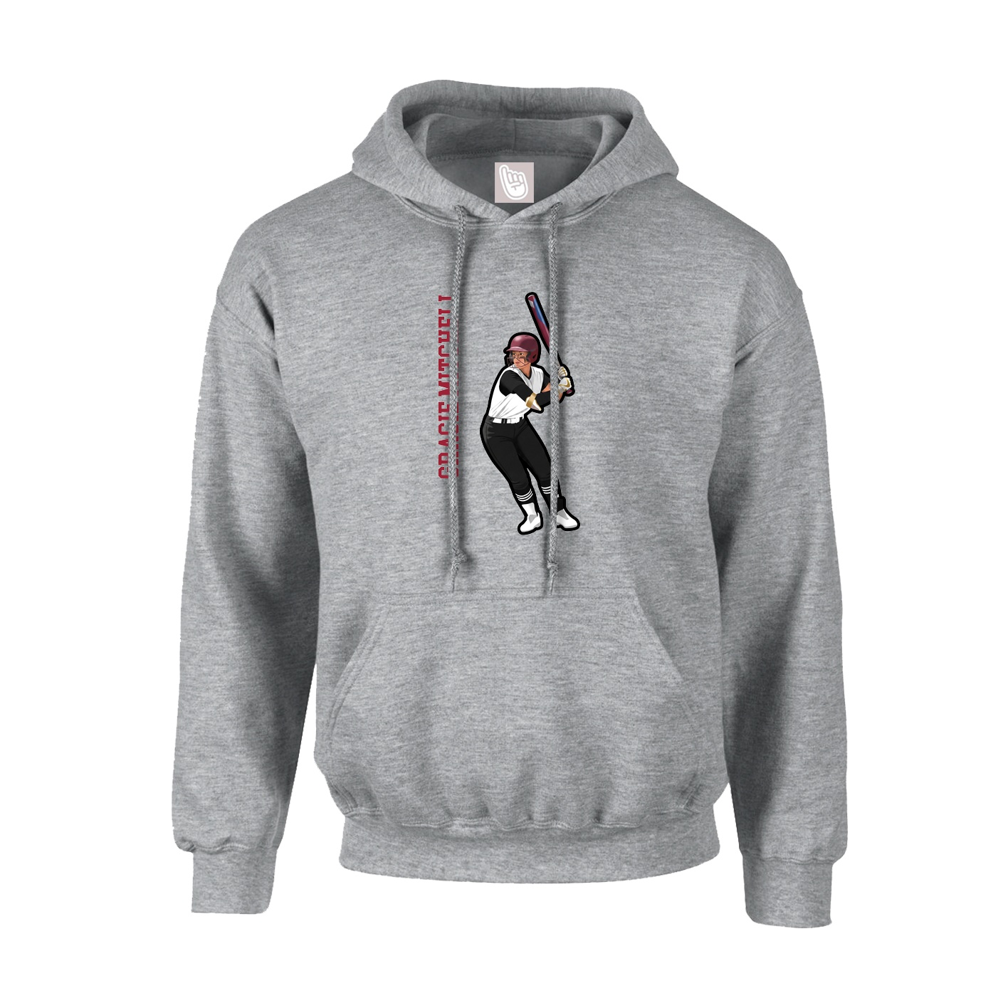 Hoodie — Name Vertical in Grey