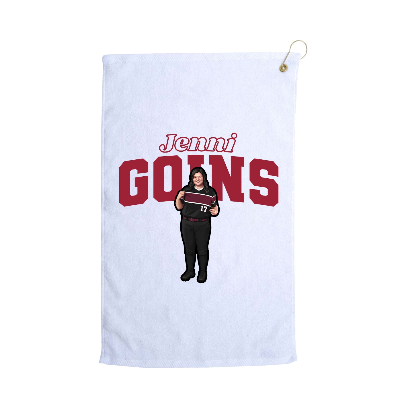 Golf Towel — Name Arch in White