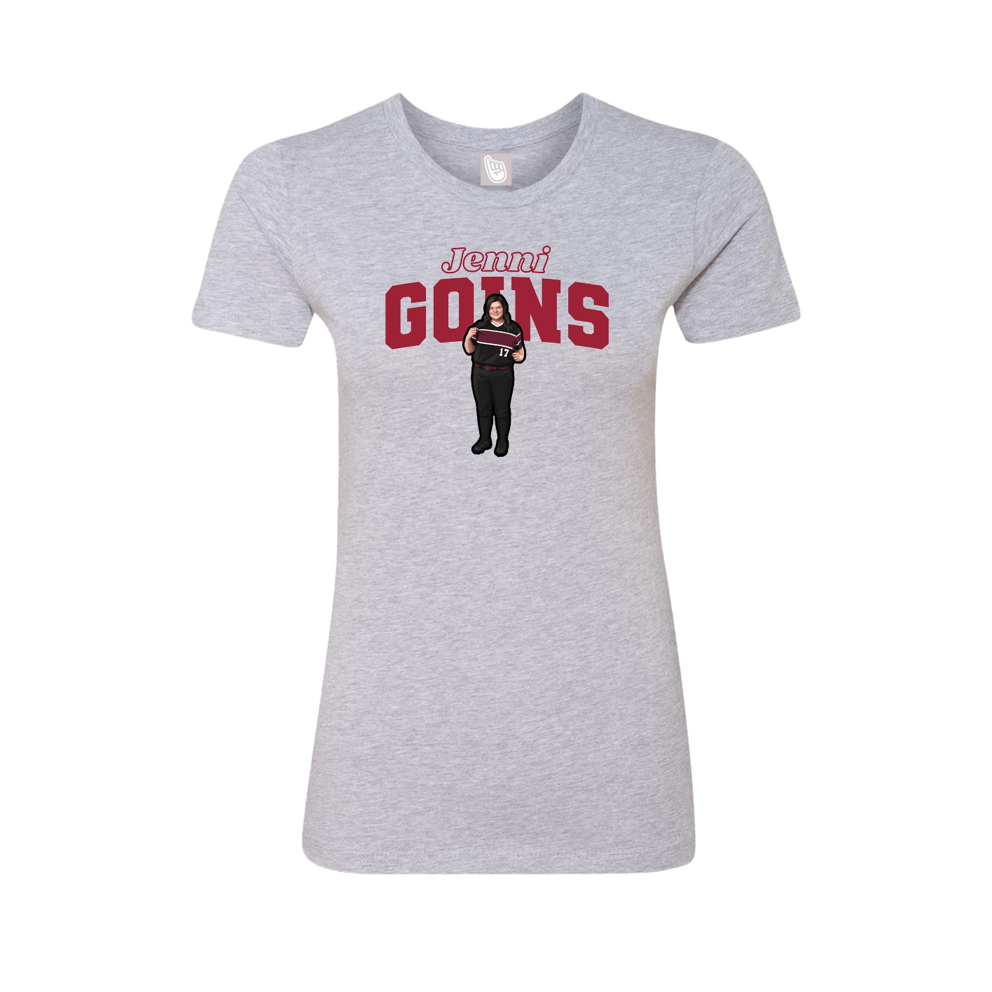 Fitted Women's Tee — Name Arch in Grey