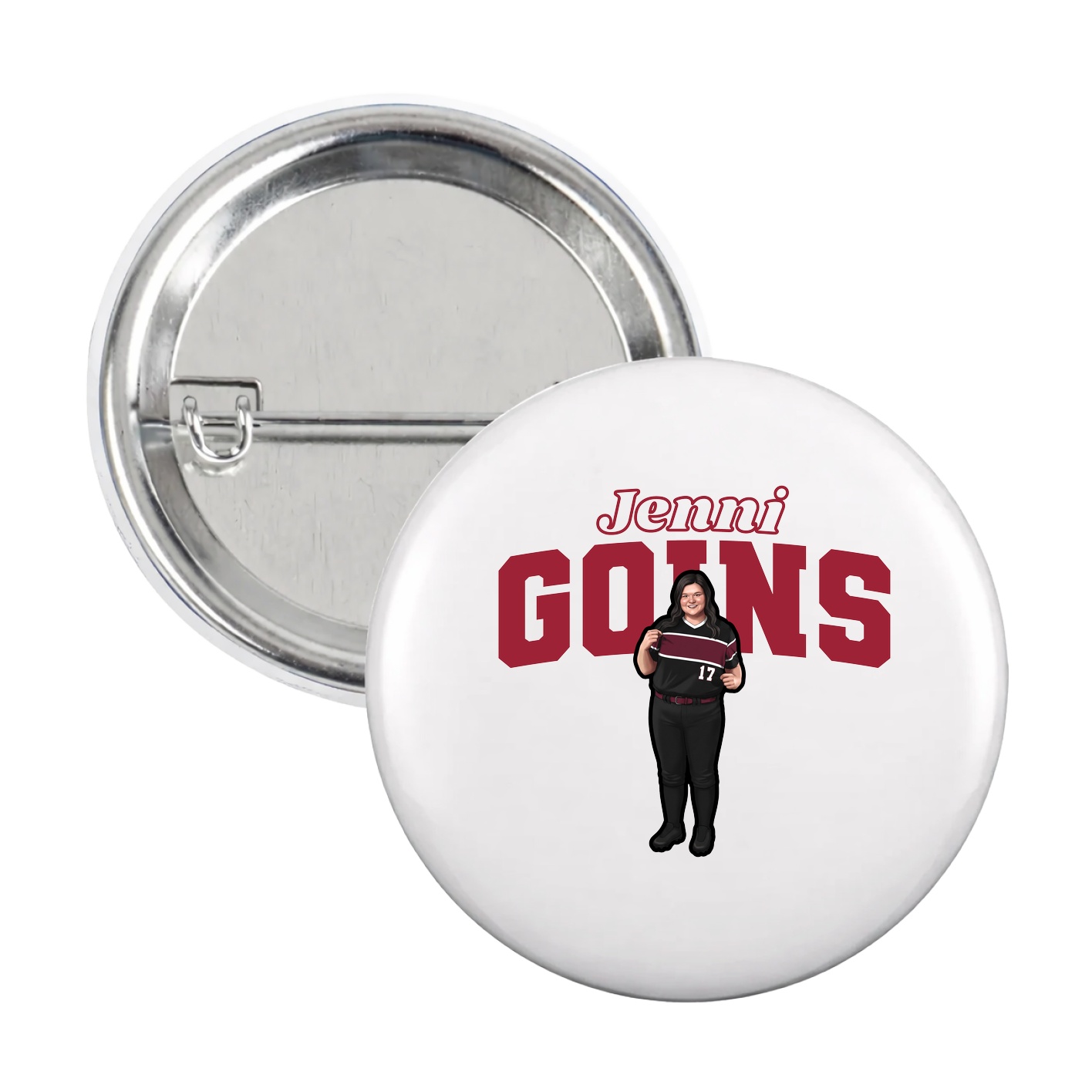 Game Day Button — Name Arch in White