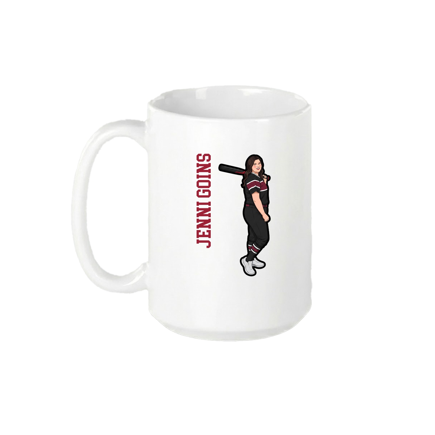 15oz Coffee Mug — Name Vertical in White