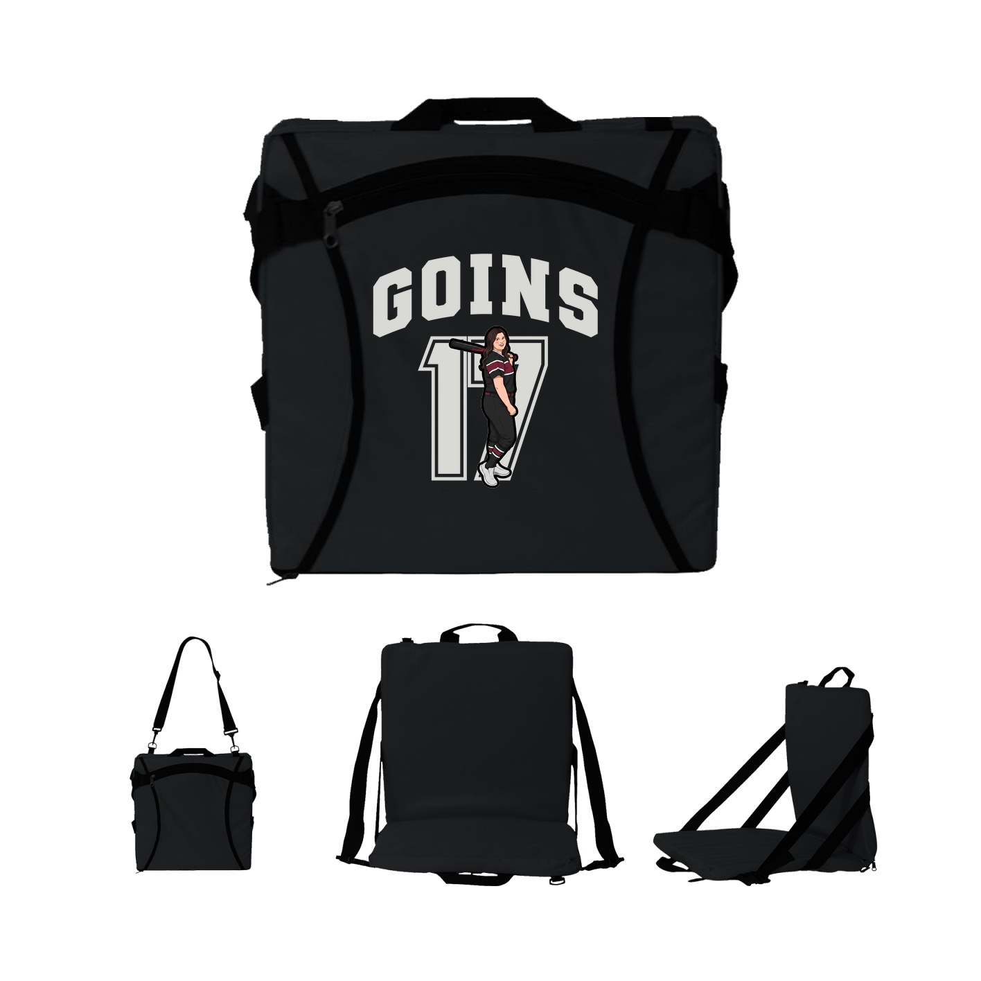 Folding Stadium Seat — Number in Black