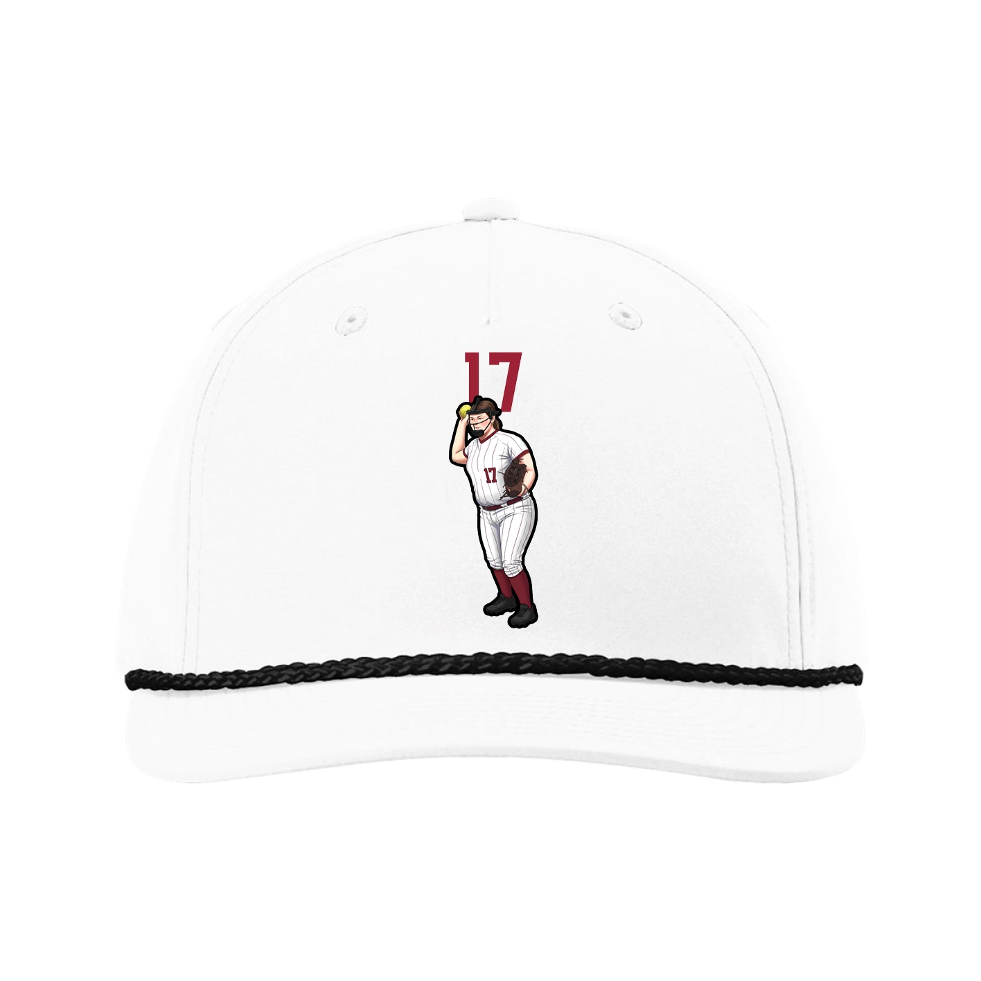 Five-Panel Classic Rope Cap — Number Top in White