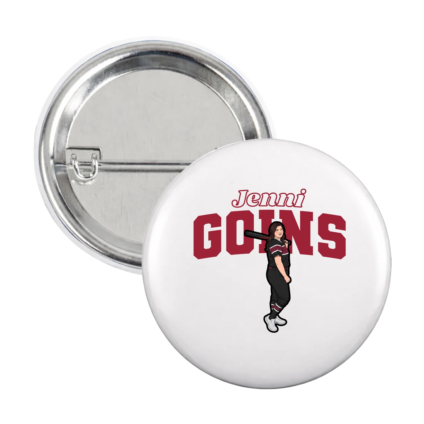 Game Day Button — Name Arch in White