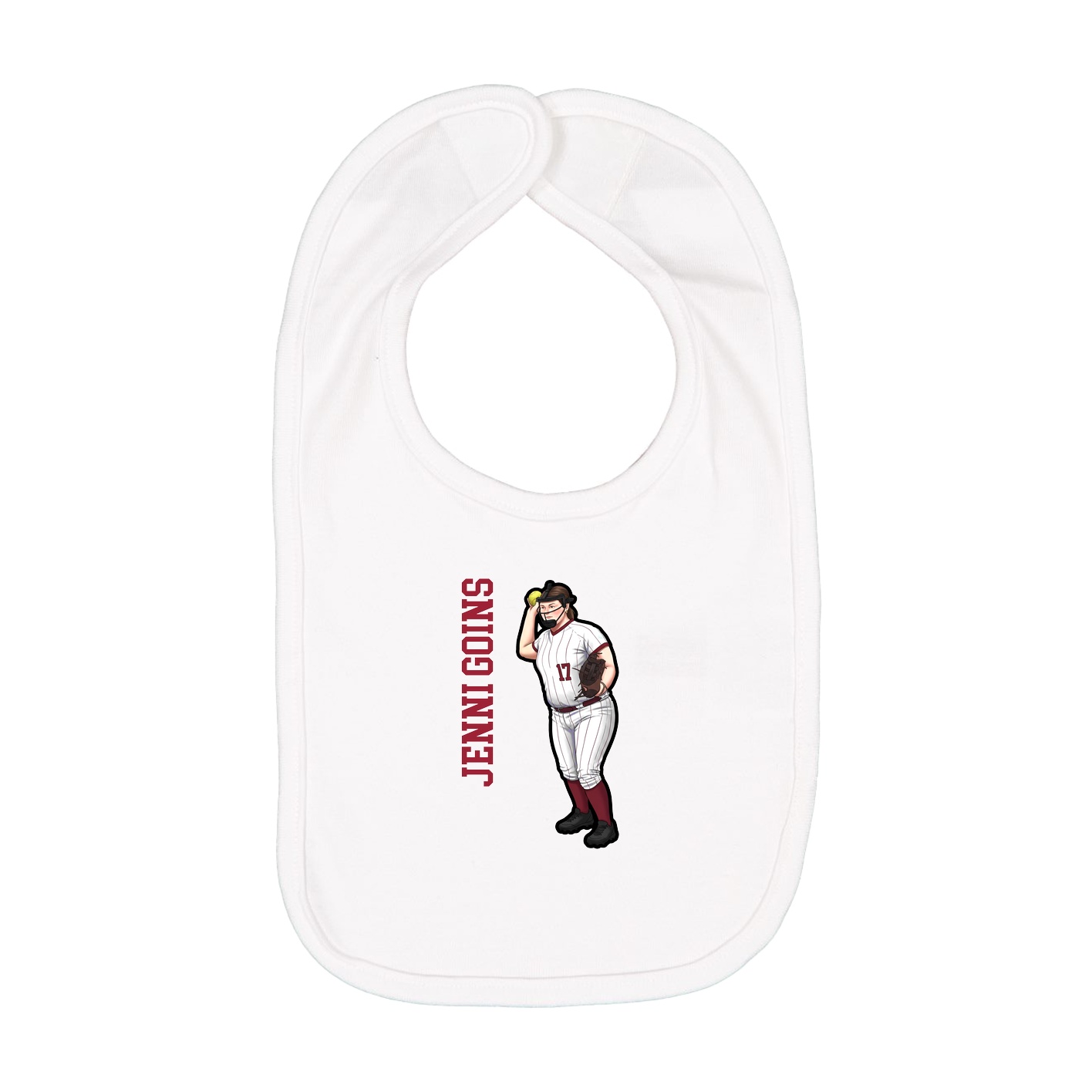 Infant Bib — Name Vertical in White