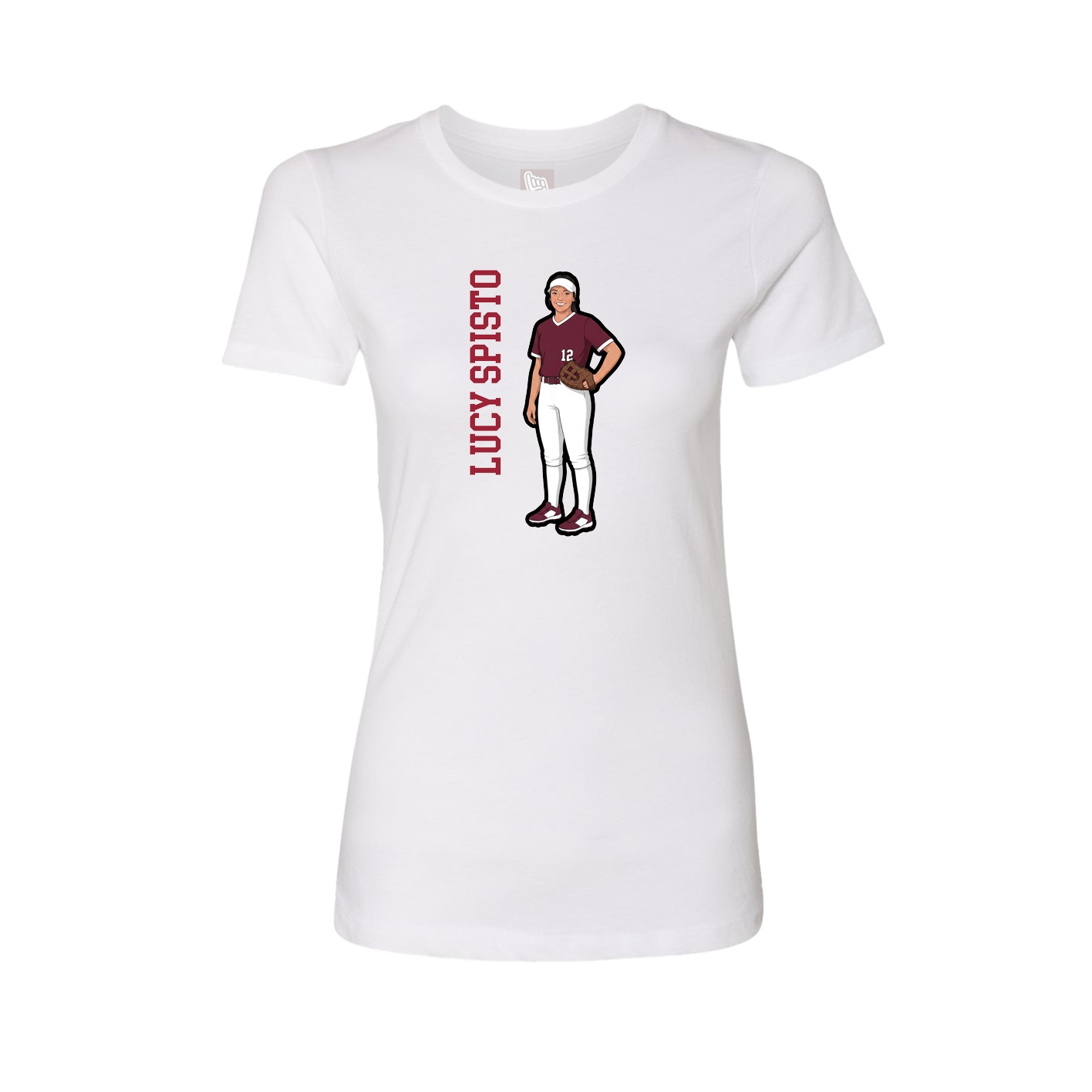 Fitted Women's Tee — Name Vertical in White