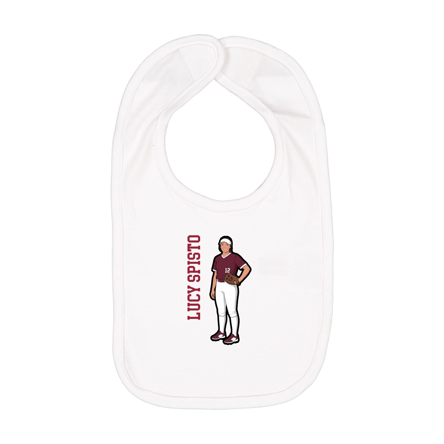 Infant Bib — Name Vertical in White