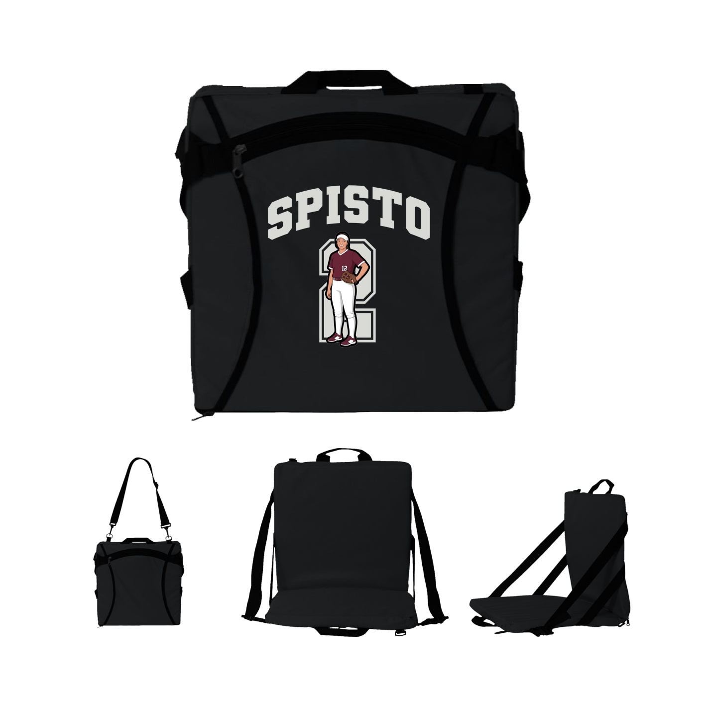 Folding Stadium Seat — Number in Black