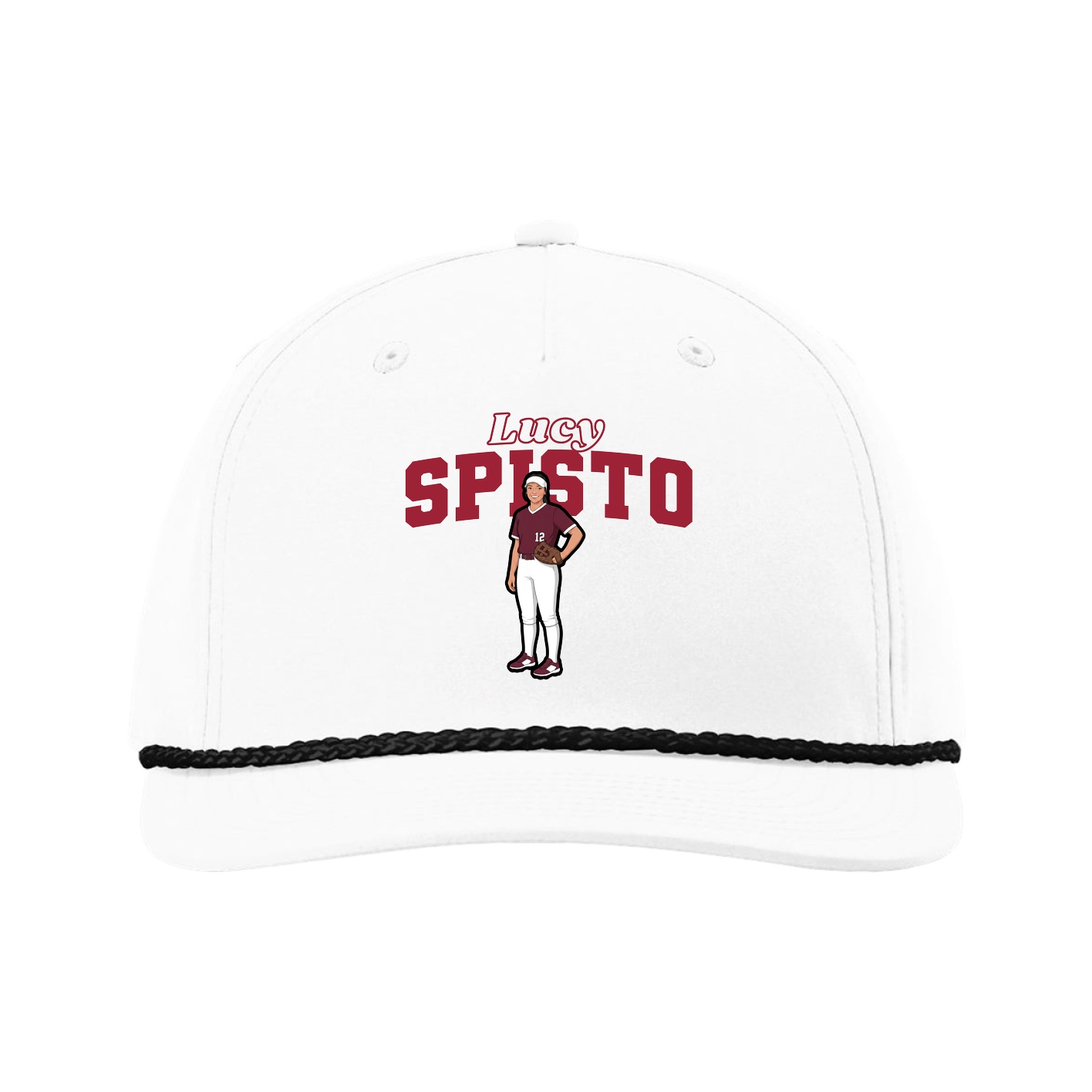 Five-Panel Classic Rope Cap — Name Arch in White