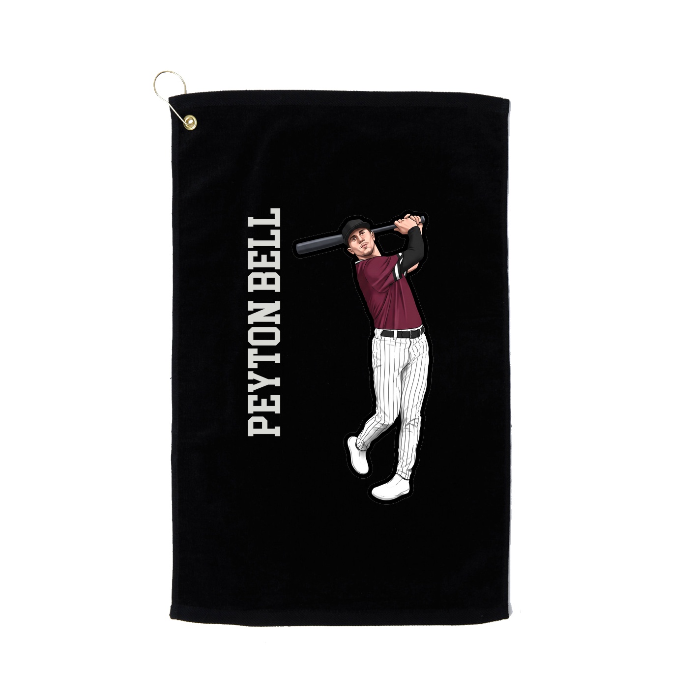 Golf Towel — Name Vertical in Black