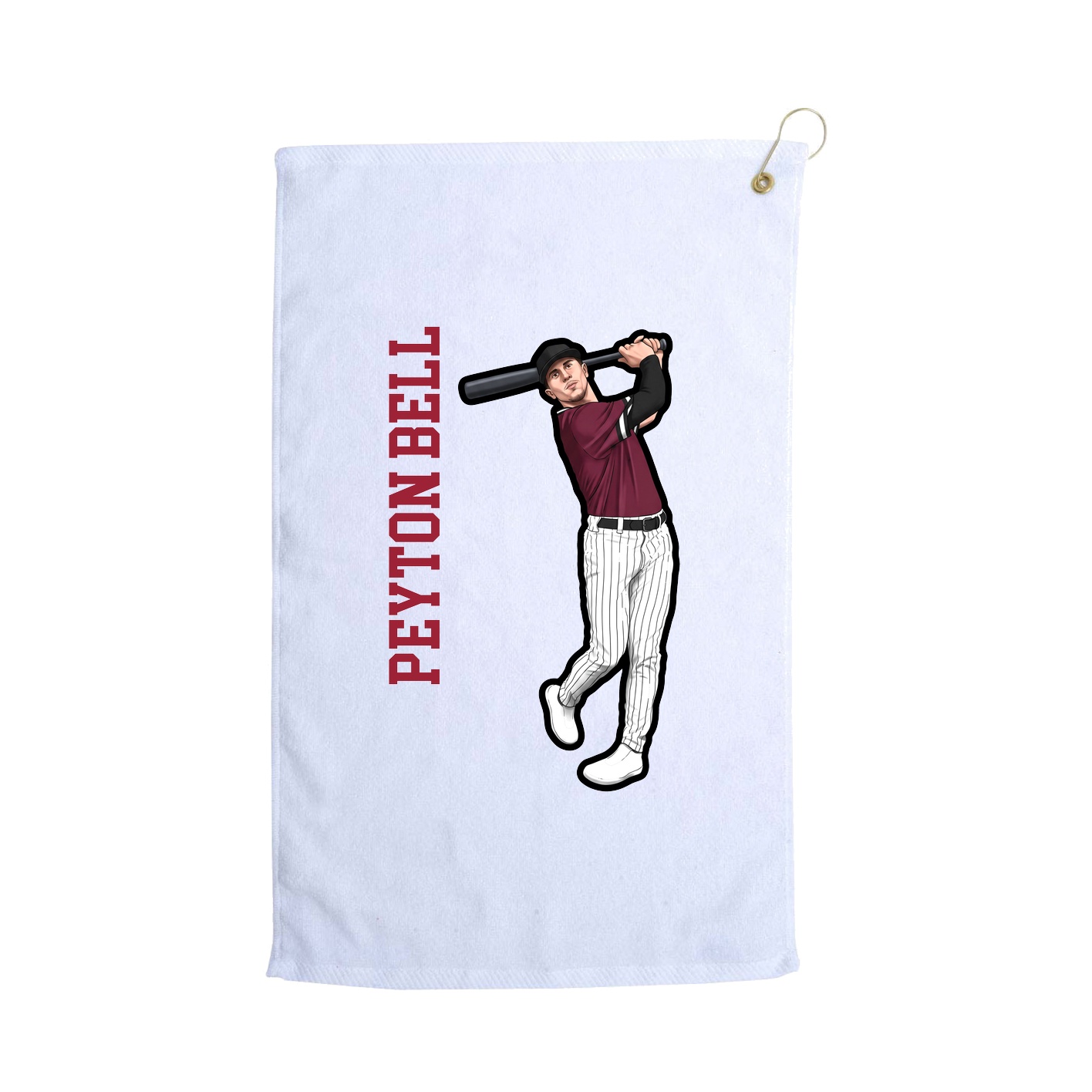 Golf Towel — Name Vertical in White