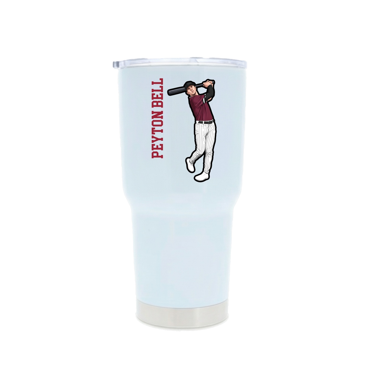 30oz Stainless Steel Tumbler — Name Vertical in White