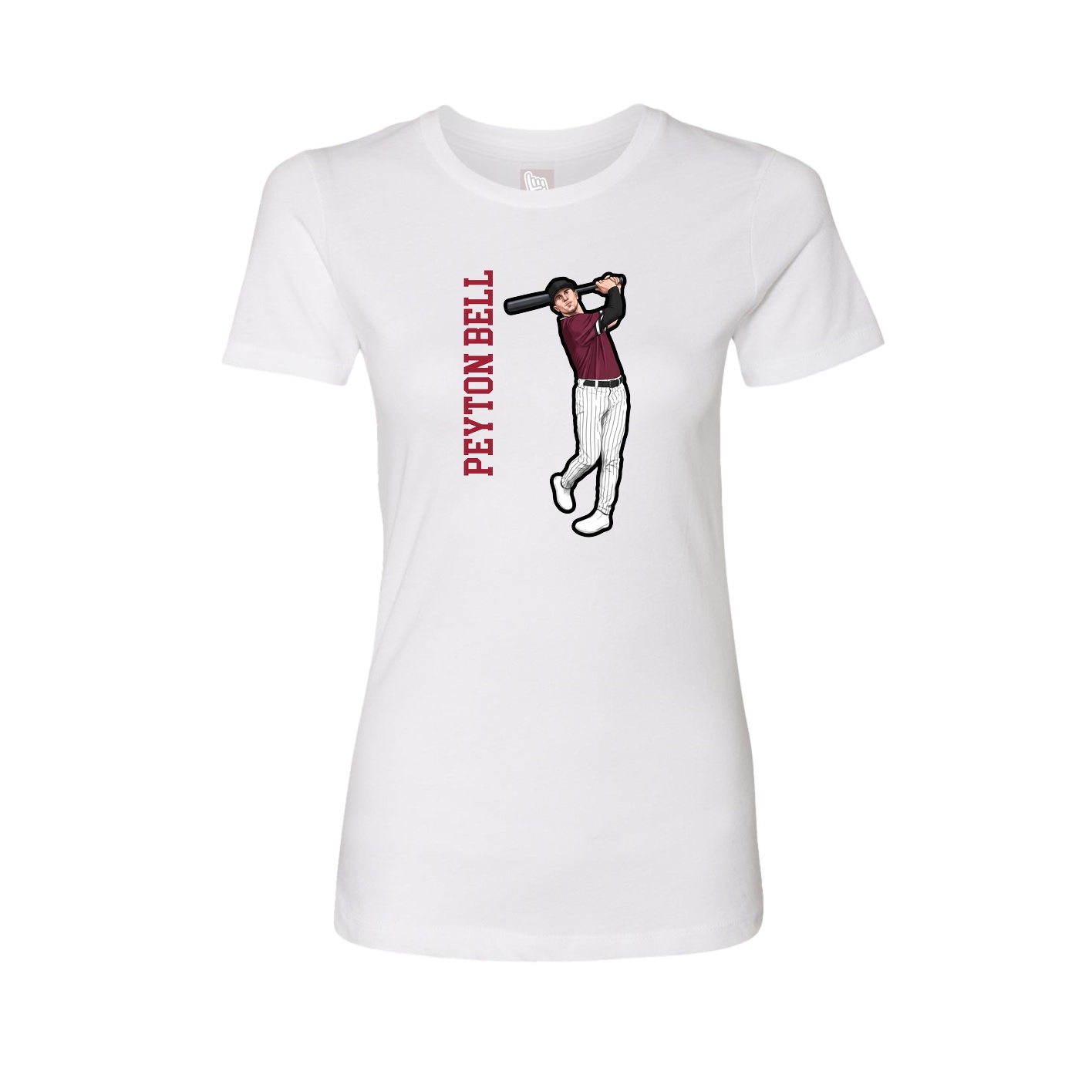 Womens Tee — Name Vertical in White