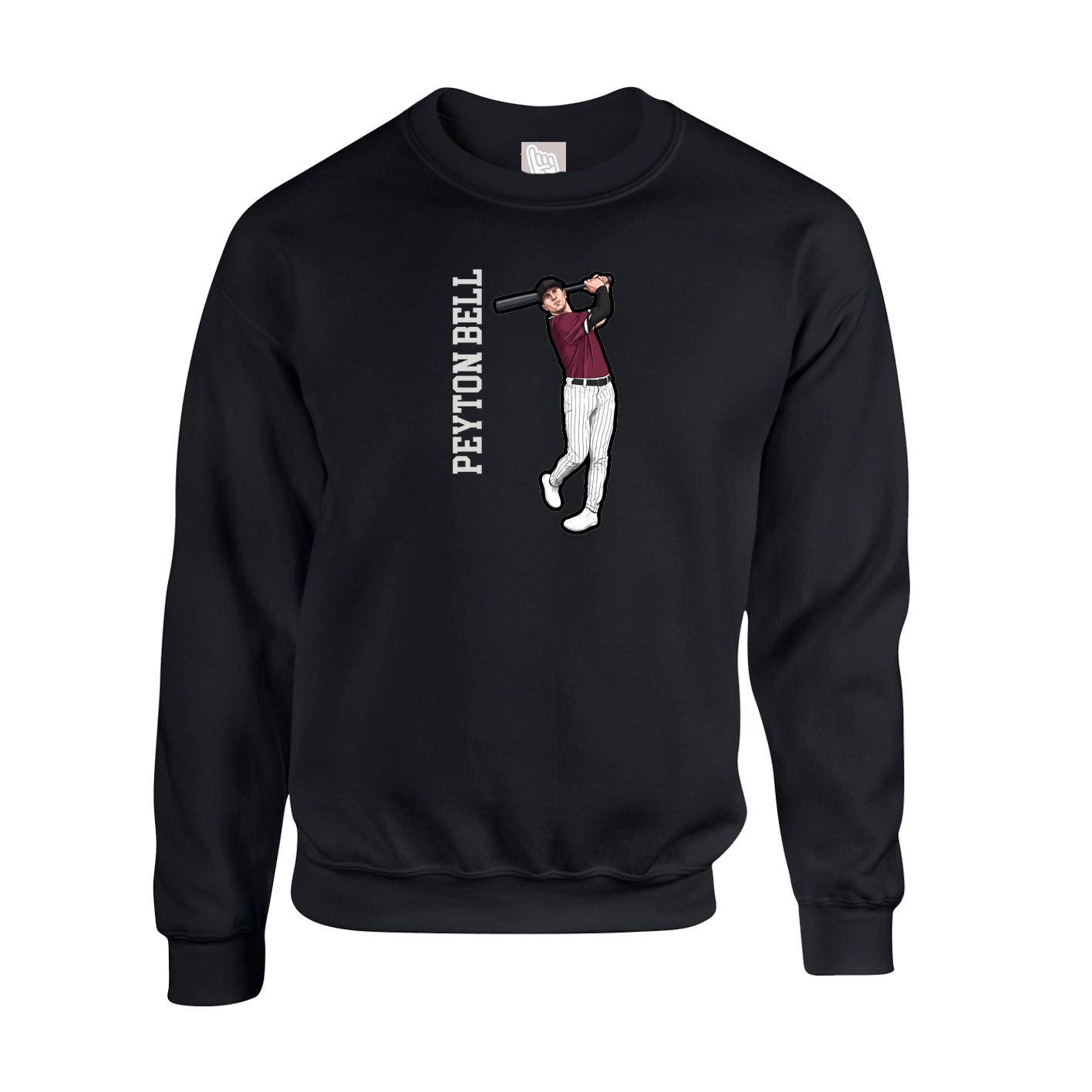 Fleece Crew — Name Vertical in Black