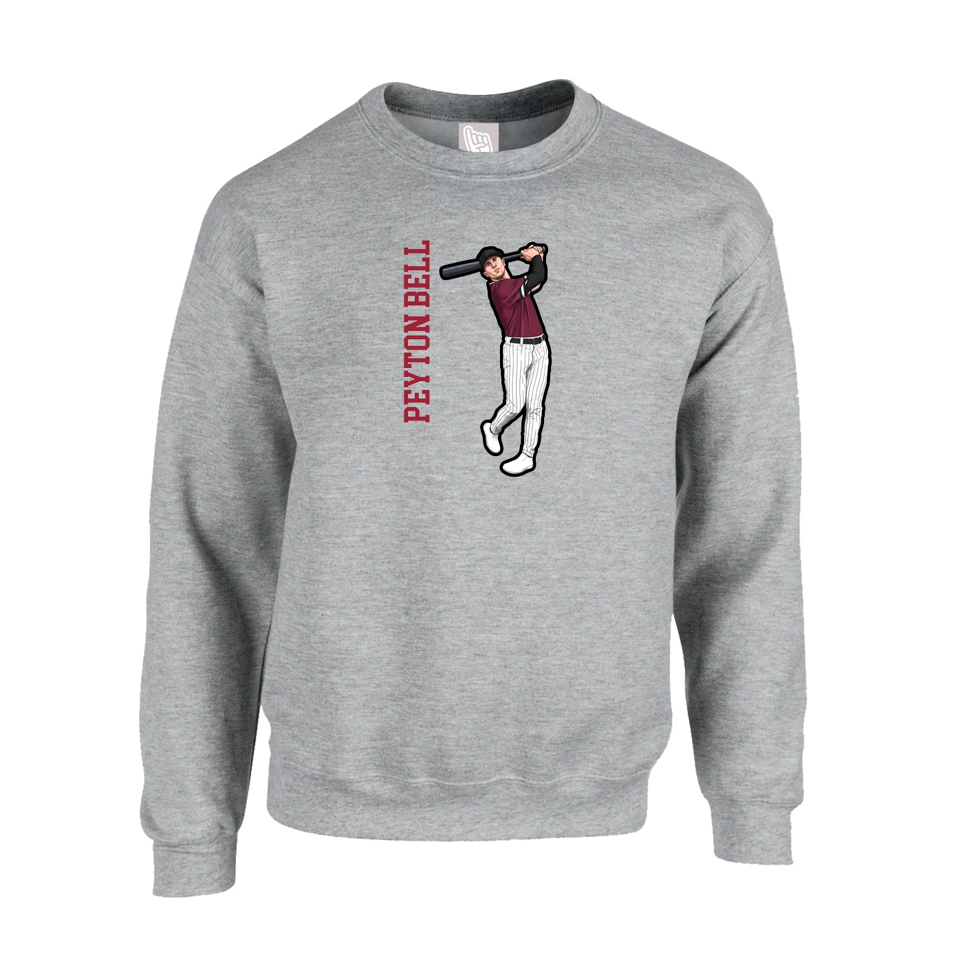 Fleece Crew — Name Vertical in Grey