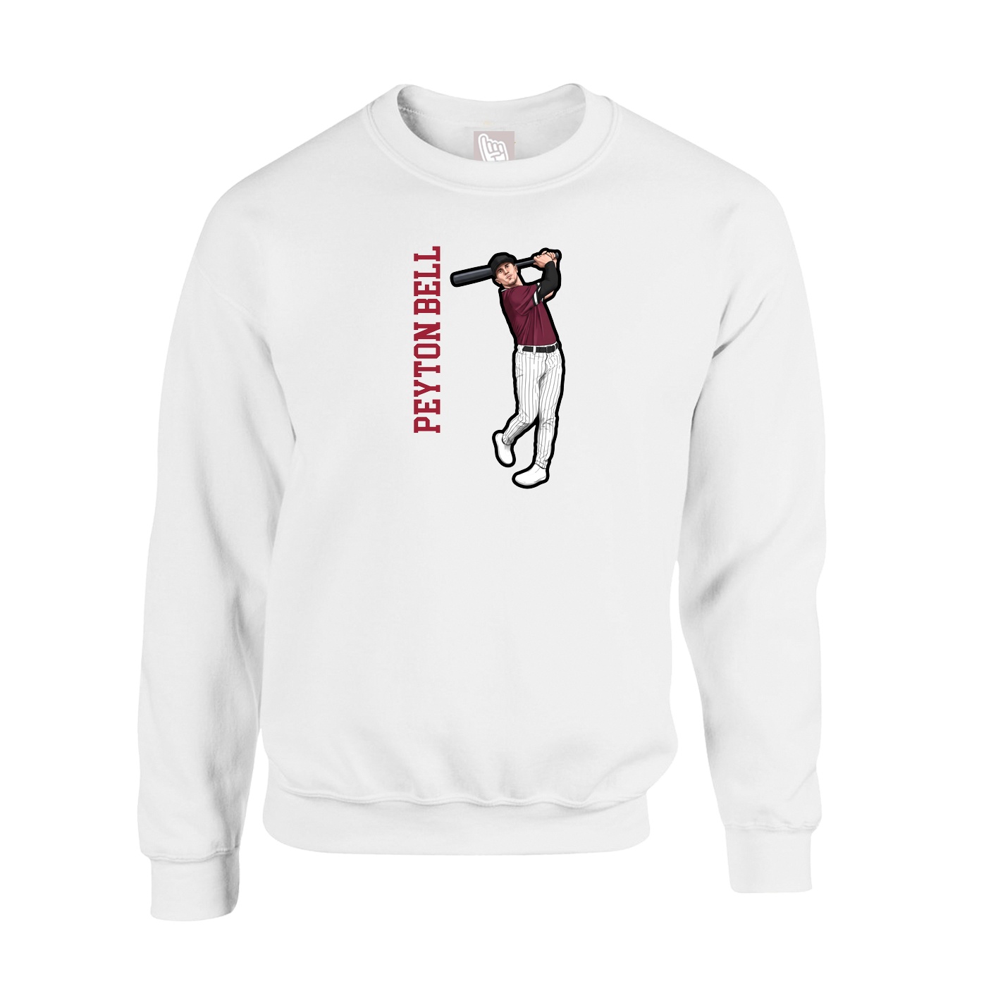 Fleece Crew — Name Vertical in White