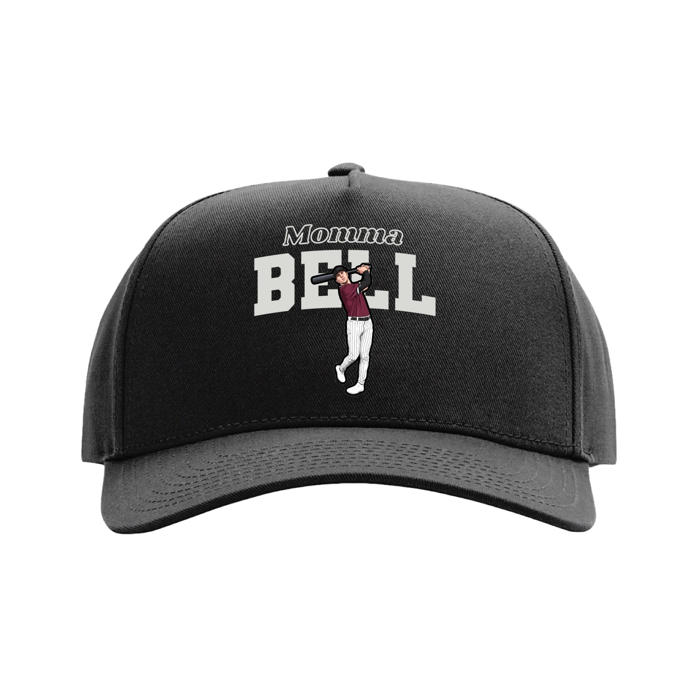 Full Fabric Five-Panel Champ Cap — Mothers Day Block in Black