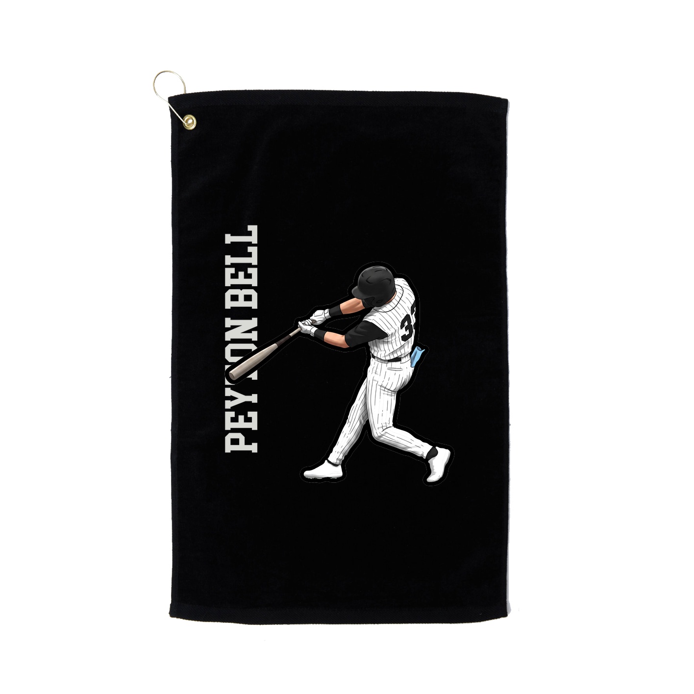 Golf Towel — Name Vertical in Black