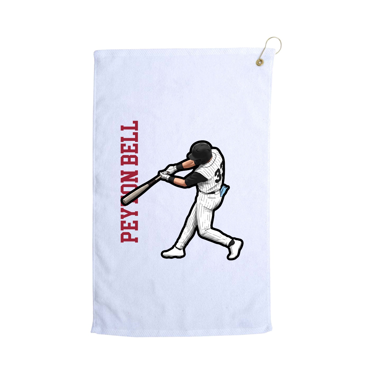 Golf Towel — Name Vertical in White