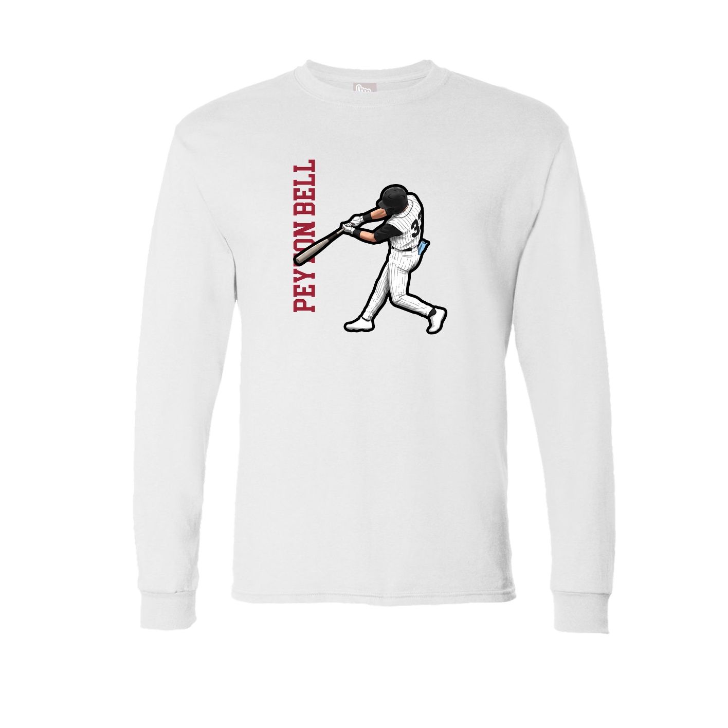 Long Sleeve Tee — Name Vertical in White