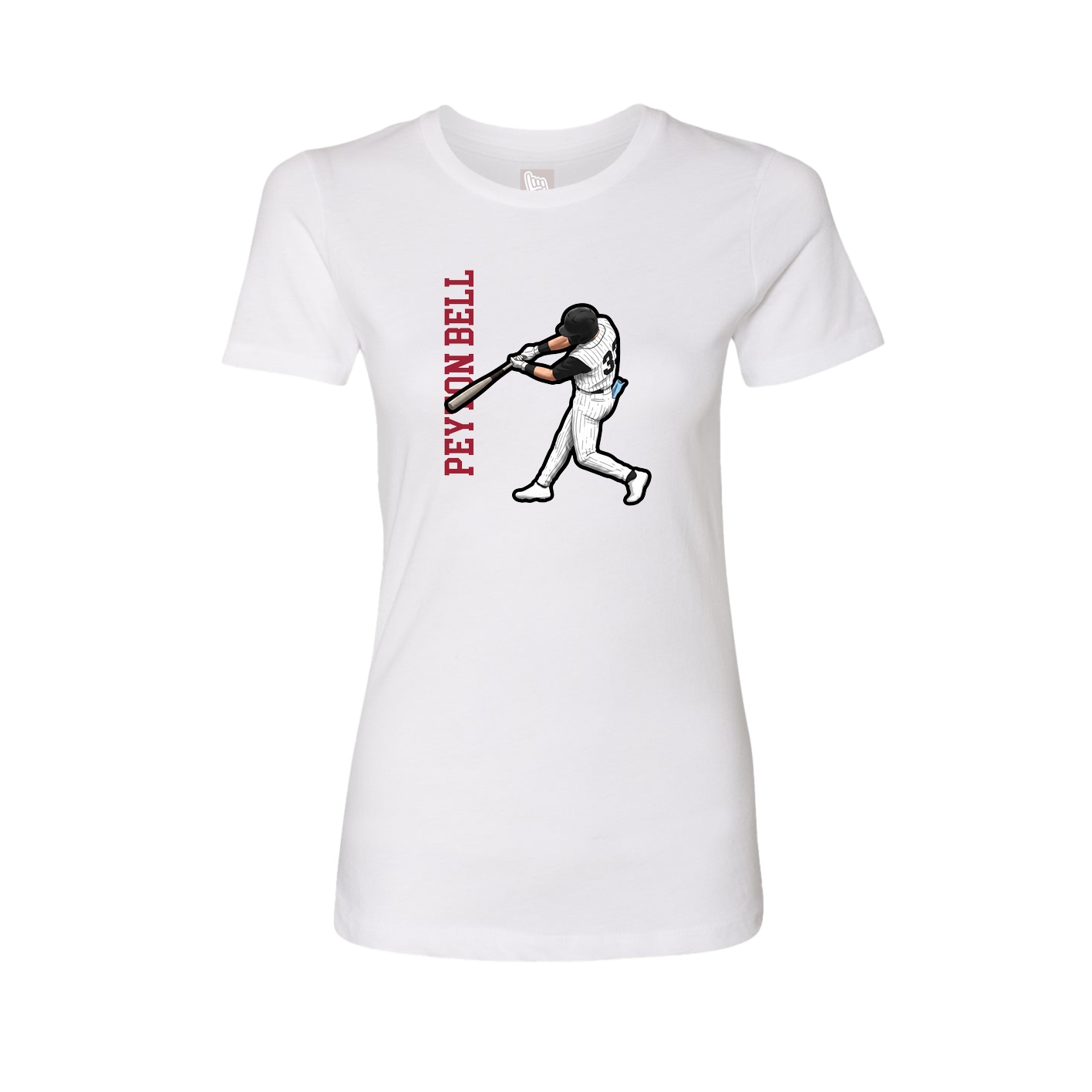 Womens Tee — Name Vertical in White