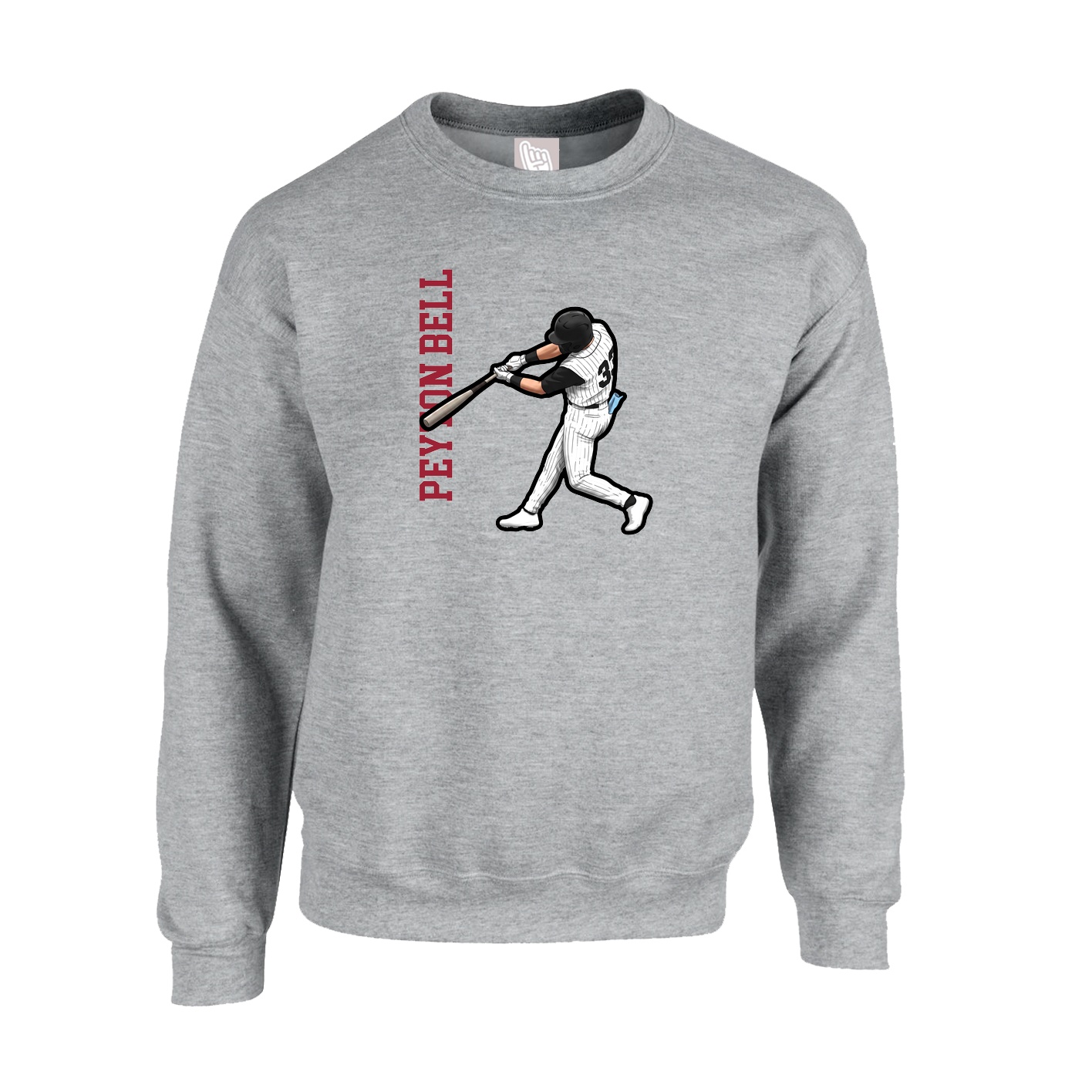 Fleece Crew — Name Vertical in Grey