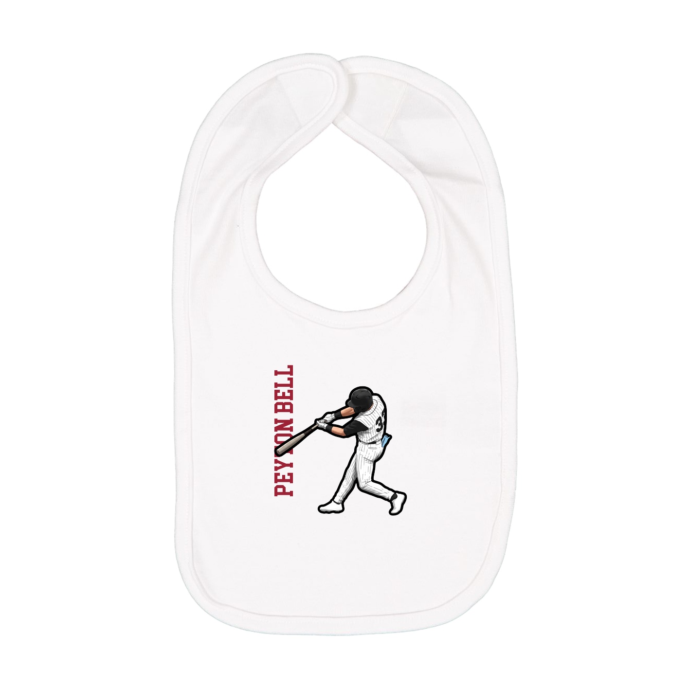 Infant Bib — Name Vertical in White