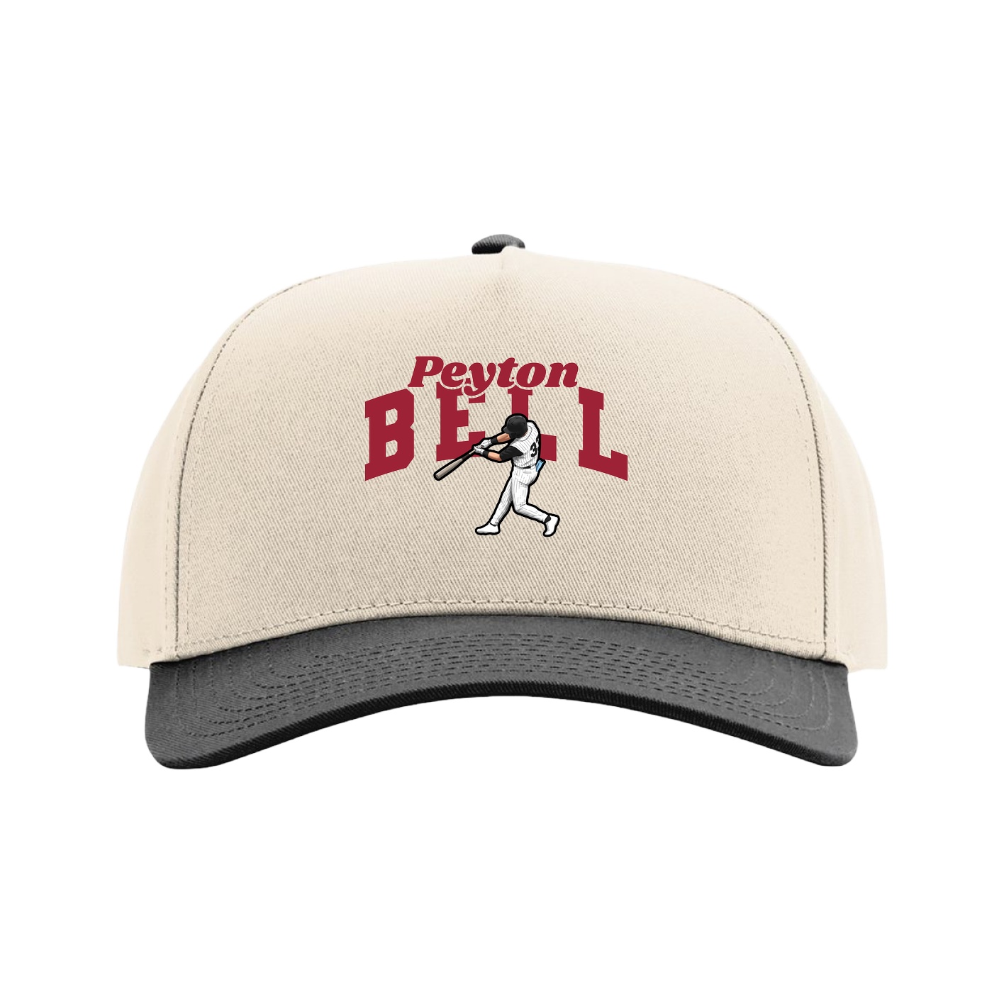 Full Fabric Five-Panel Champ Cap — Signature Arch in Cream/Black