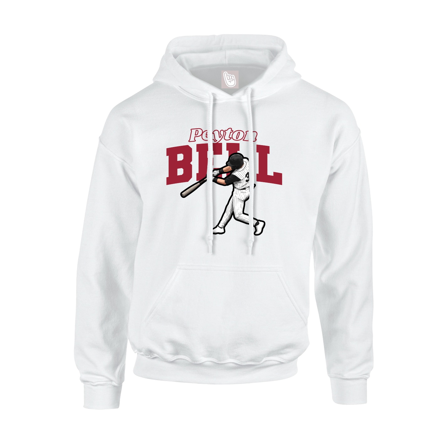Youth Hoodie — Name Arch in White